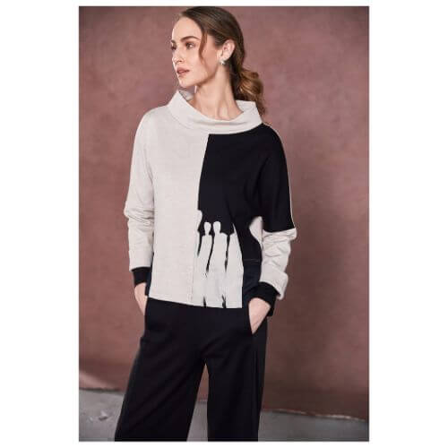 Naya Two Tone Funnel Neck Top