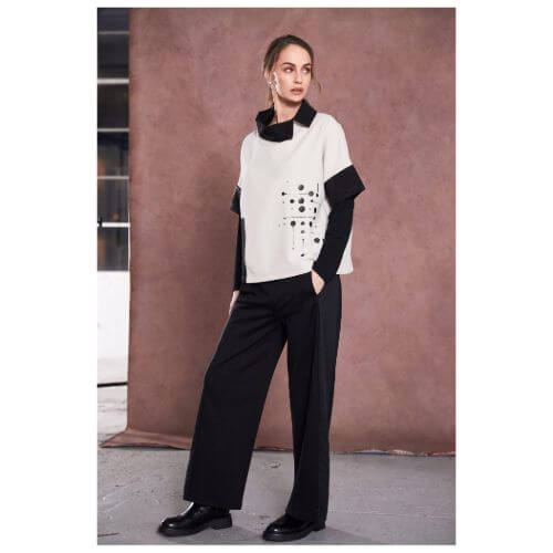 Naya Placement Print Top (Cocoa & Sand)