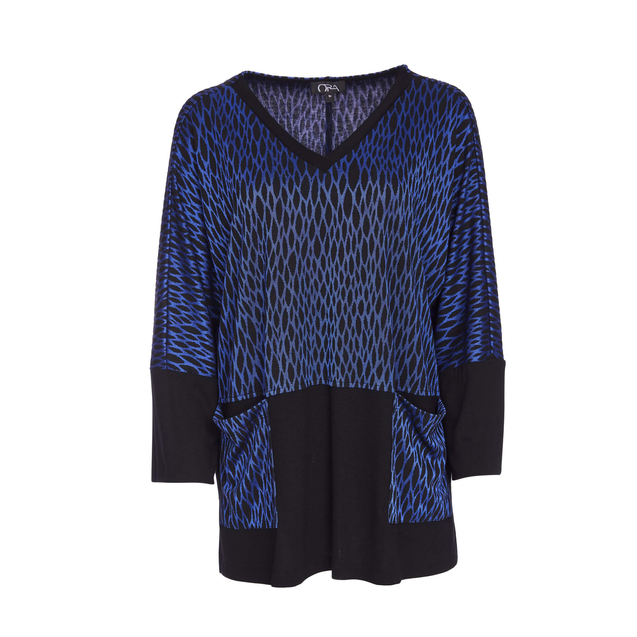 Ora Jacquard Knit V Neck Top