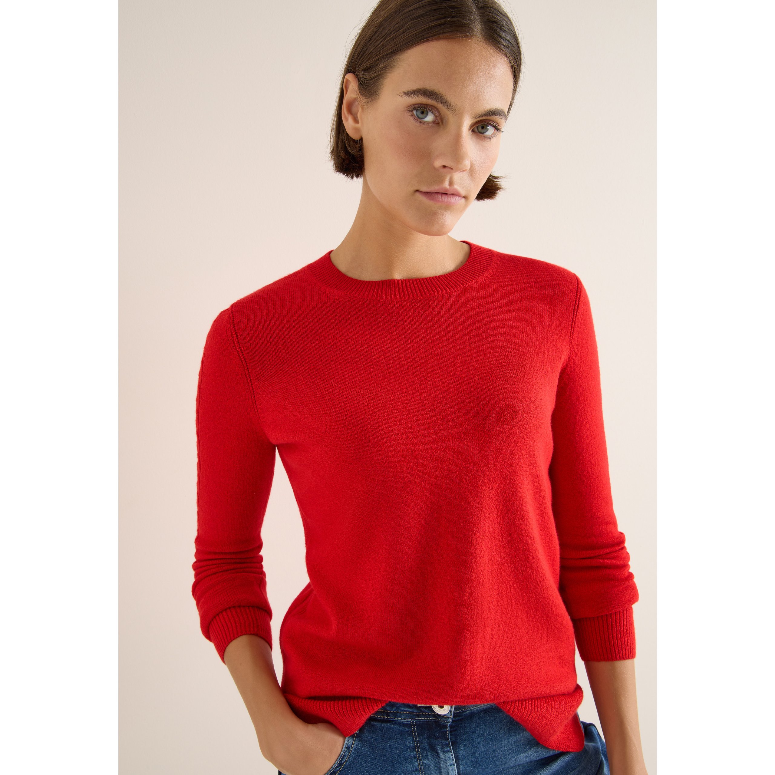 Cecil Red Sweater With Knitted Details