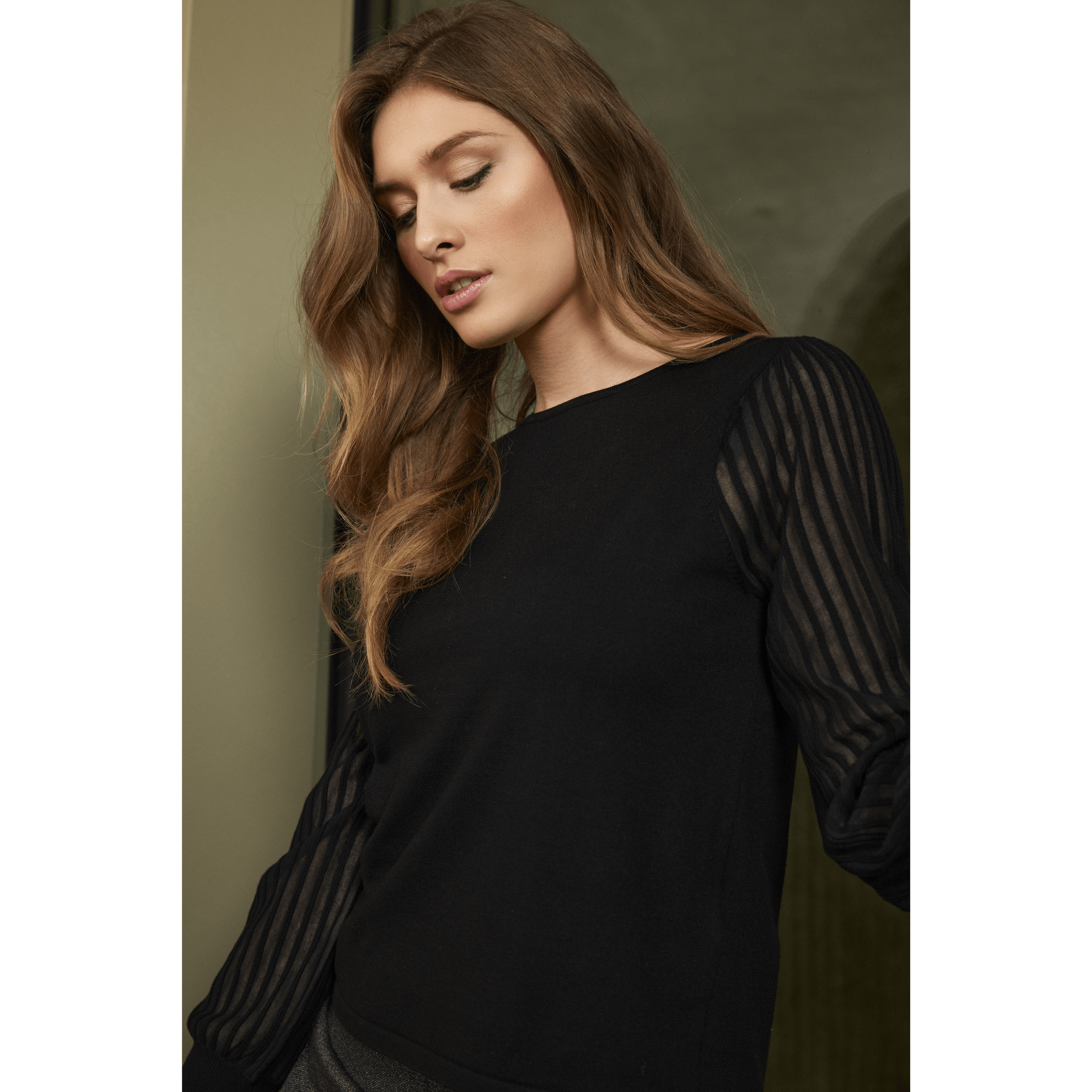 Sunday Sweater With Sheer Sleeve