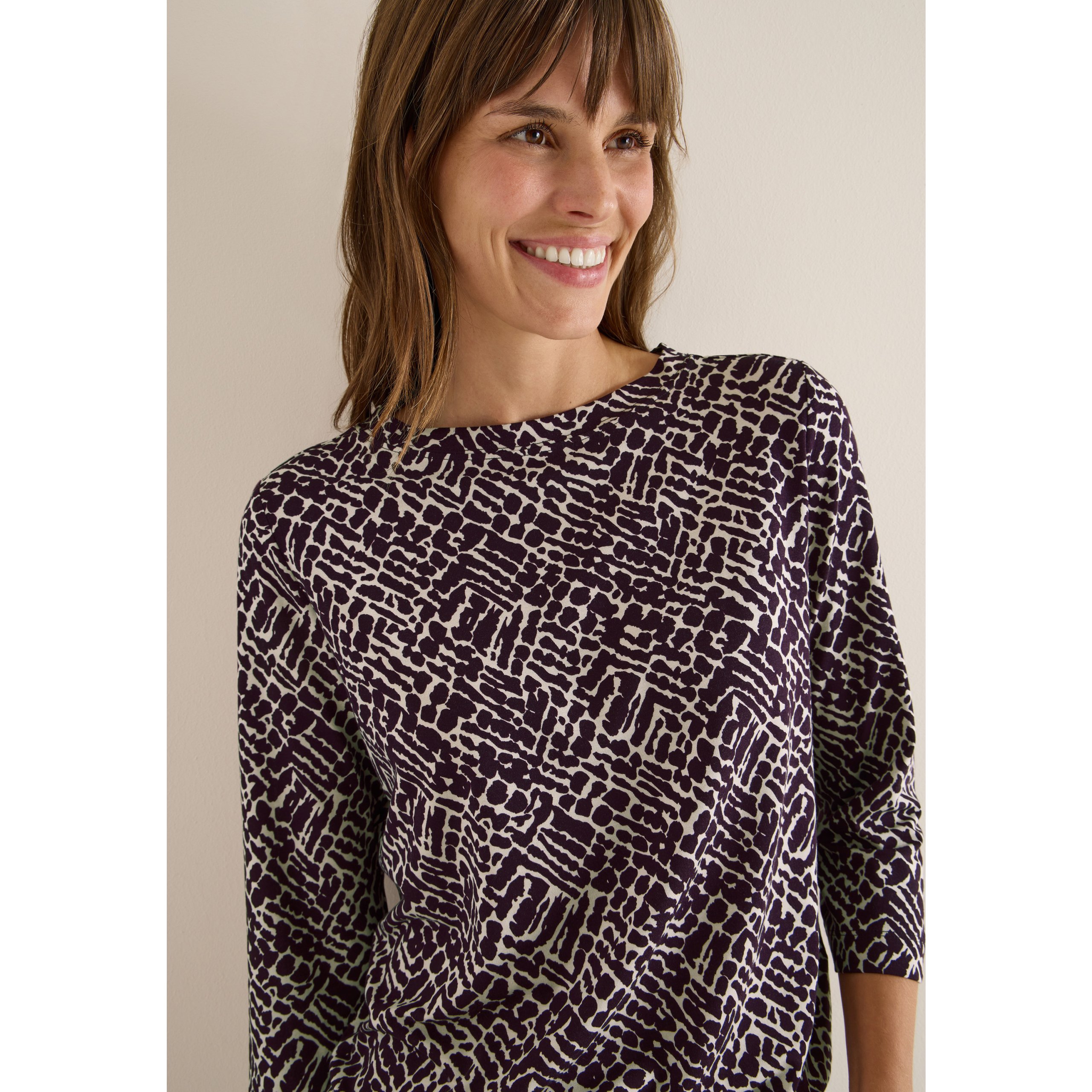 Cecil Eggplant Minimal Print Top