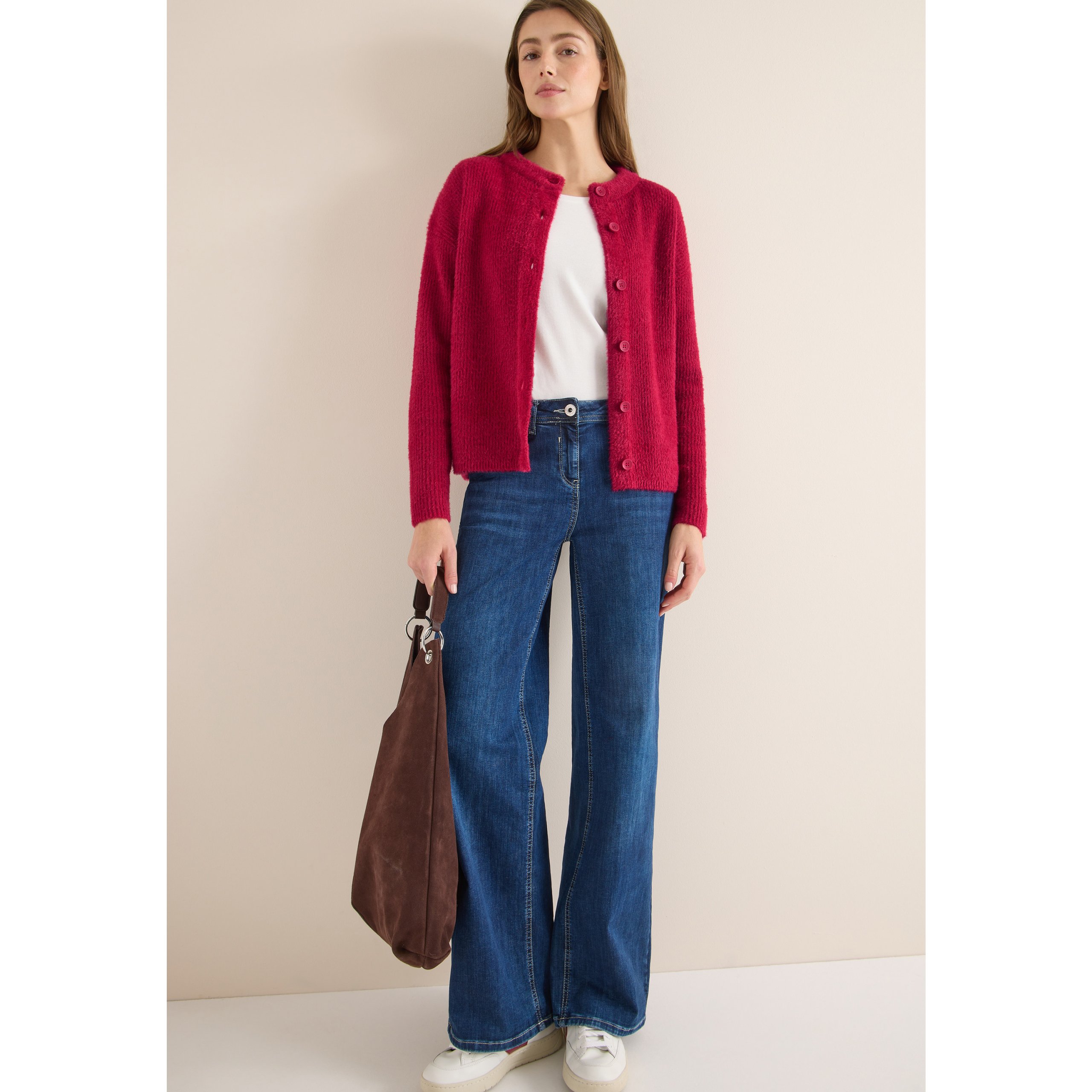 Cecil ribbed red cardigan - Image 3