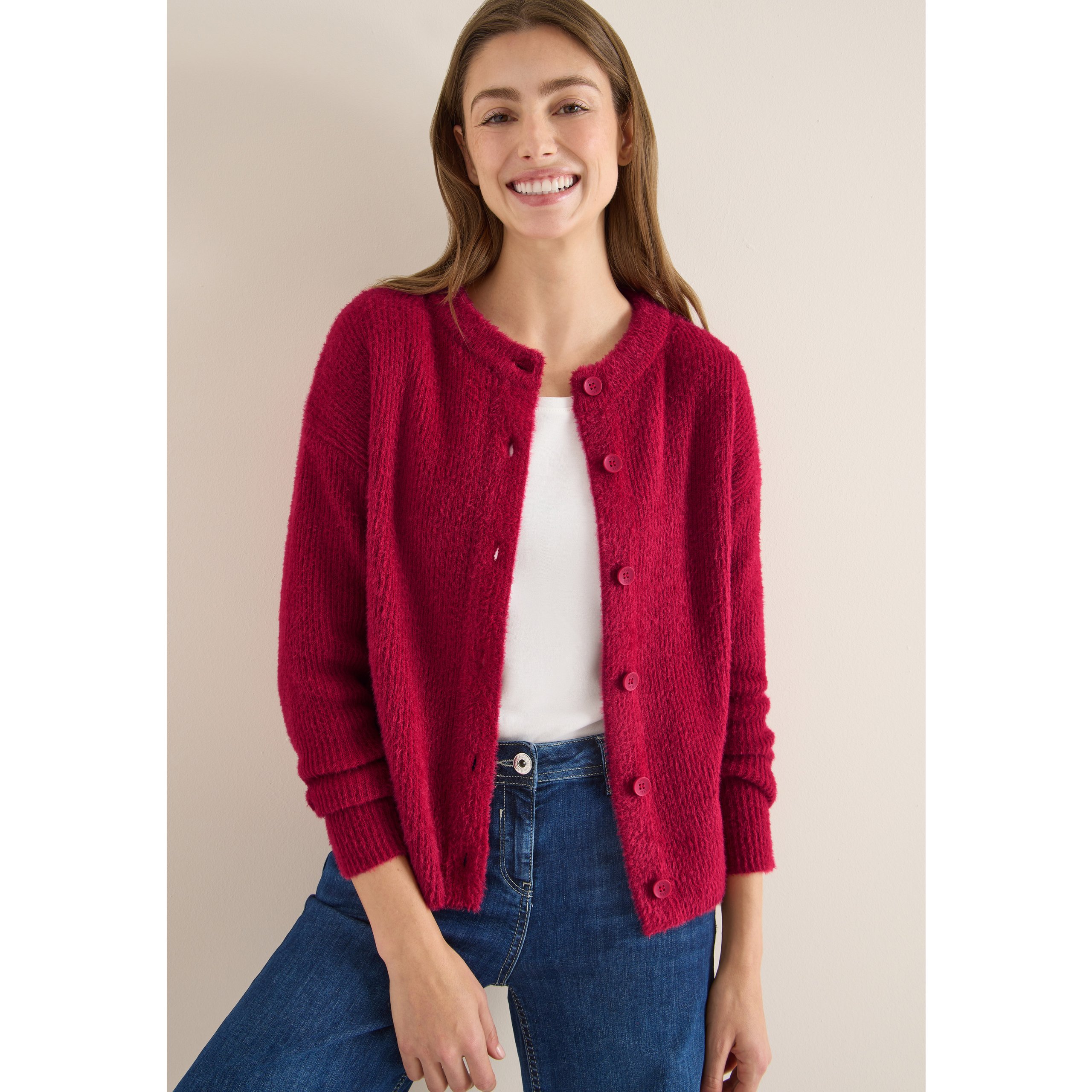 Cecil ribbed red cardigan - Image 7