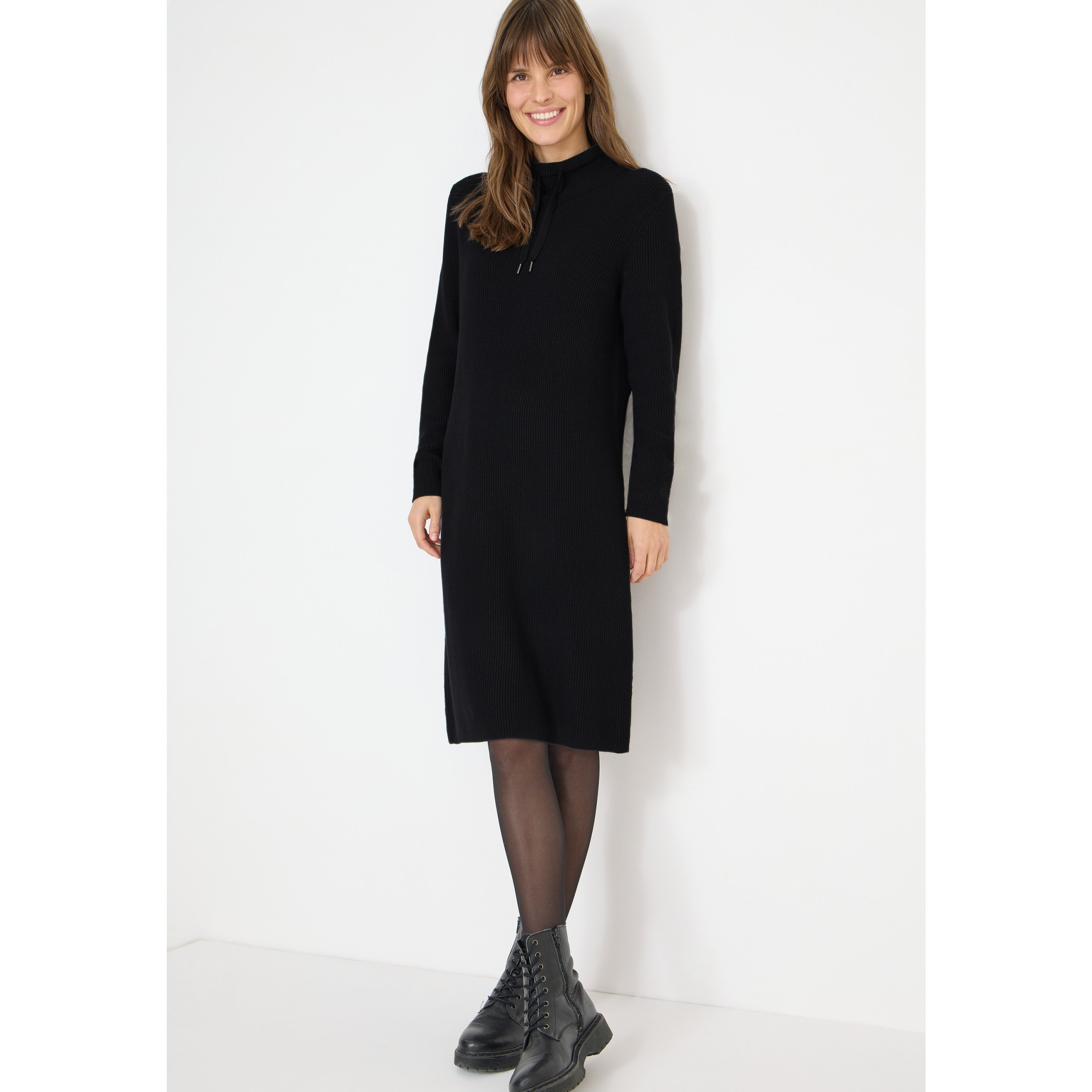 Cecil Black Cosy Rib Knit Dress