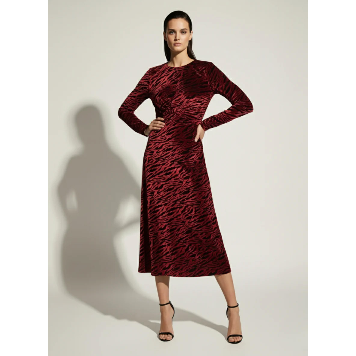 Marc Angelo Red & Black Midi Dress