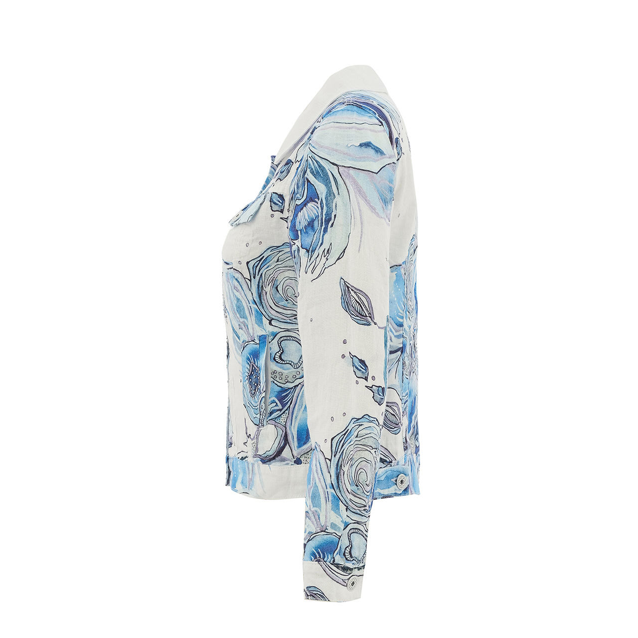 Dolcezza Linen Blue Print Jacket - Image 3