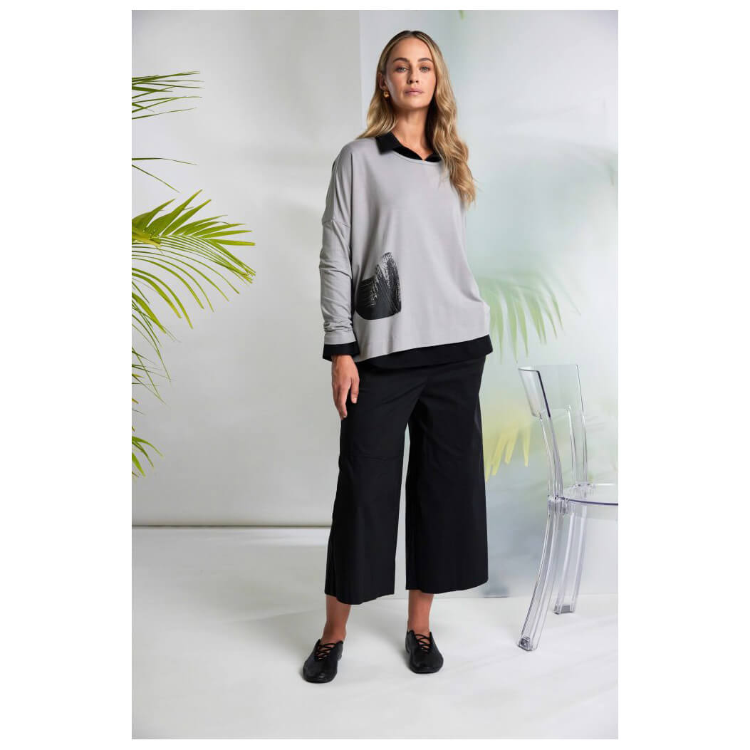 Naya Black Crop Wide Leg Trouser - Image 3