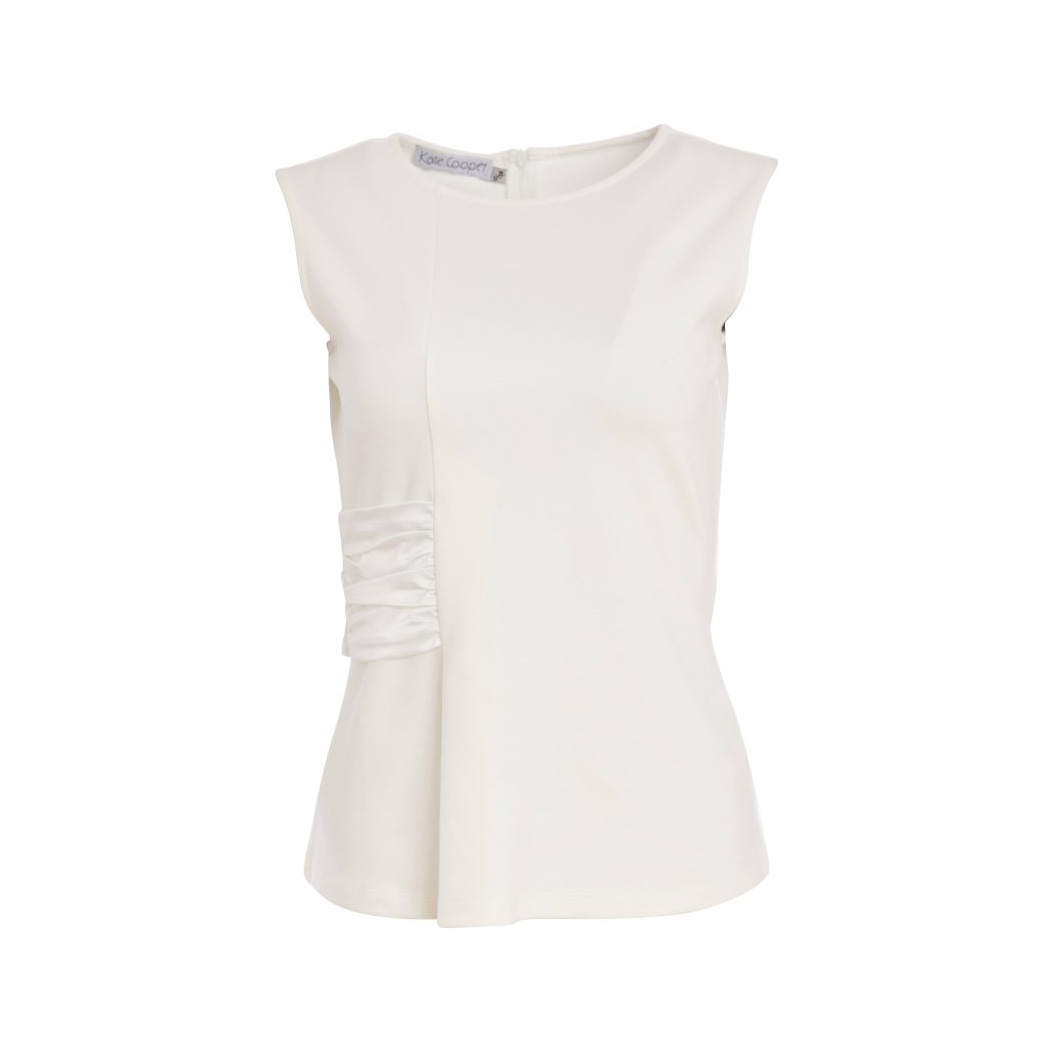 Kate Cooper Cream Top With Ruched Satin Panel At Side