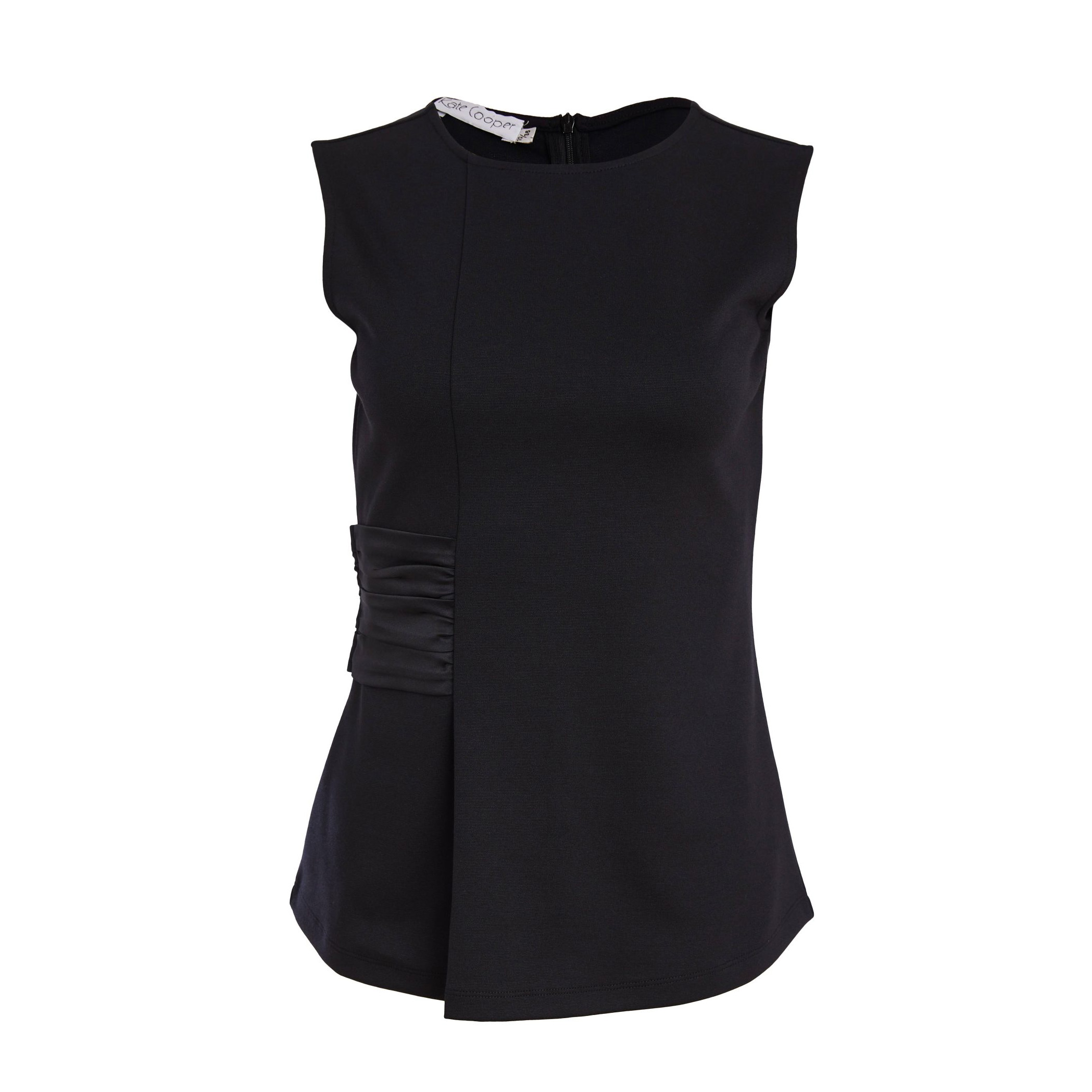 Kate Cooper Black Top With Ruched Satin Panel At Side