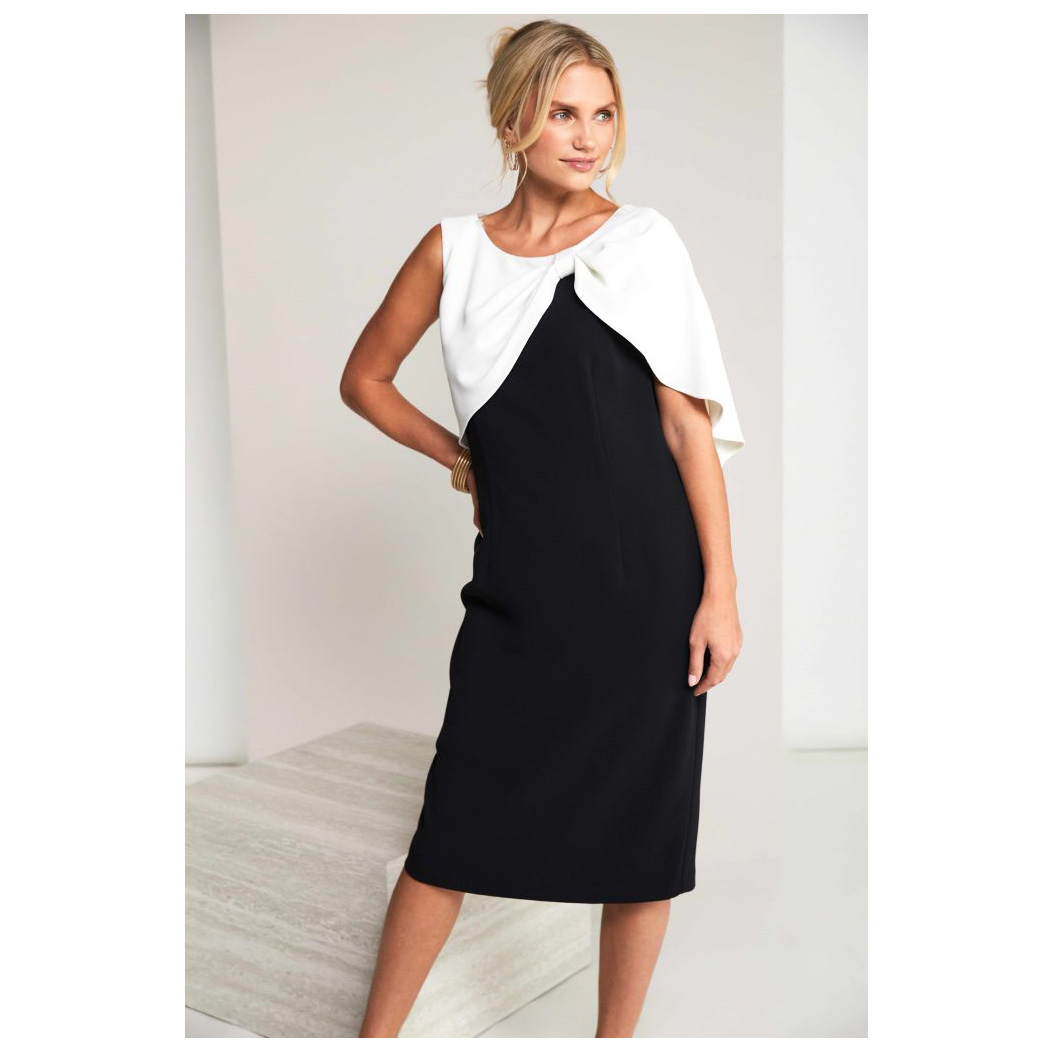 Kate Cooper two tone dress with pleated bow cape - Image 3