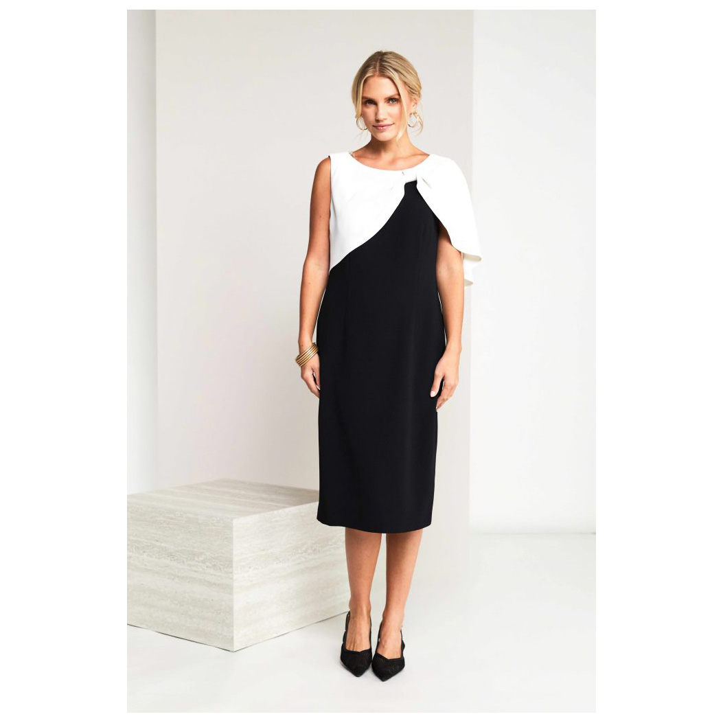 Kate Cooper two tone dress with pleated bow cape - Image 4