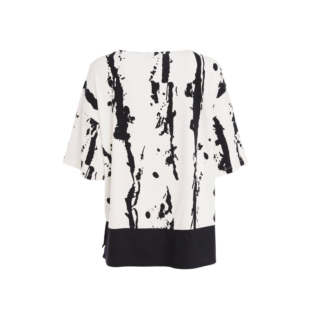 Ora Off White & Black Roundneck Top - Image 3