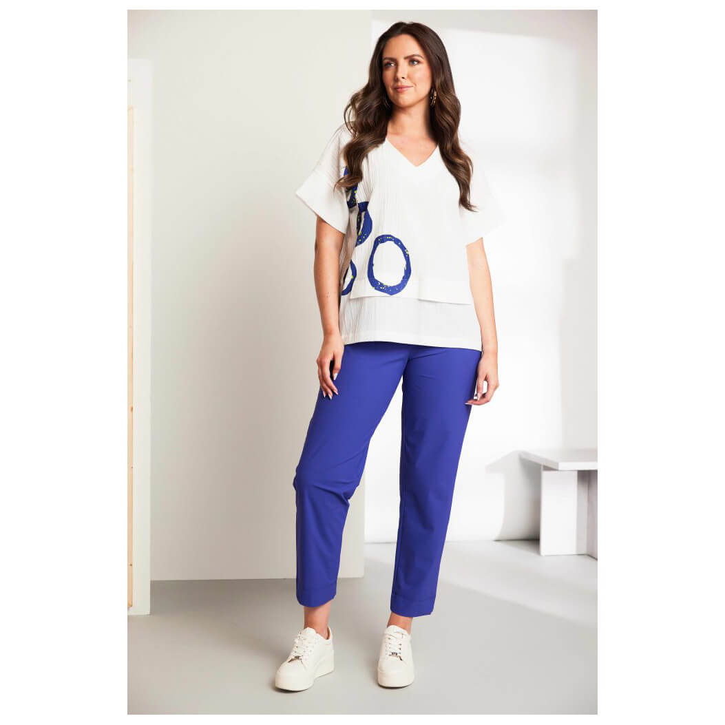 ORA v-neck placement print crinkle top - Image 4