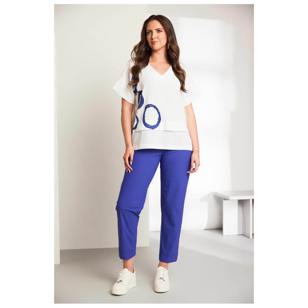 ORA v-neck placement print crinkle top - Image 5
