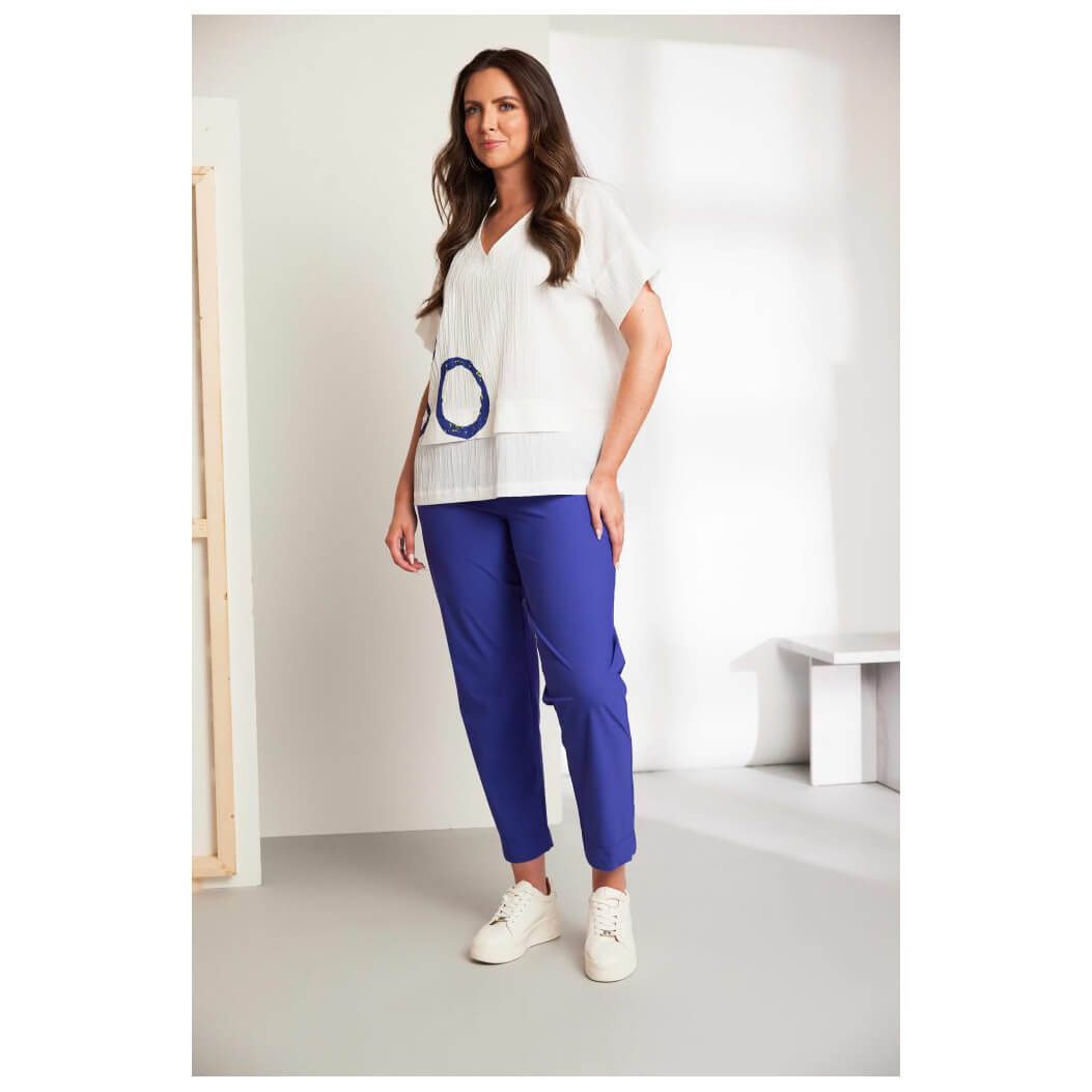 ORA v-neck placement print crinkle top - Image 6