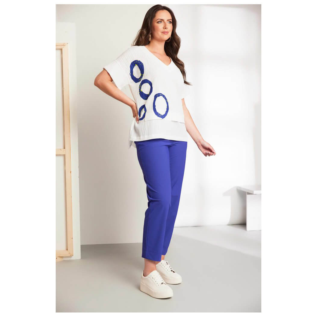 ORA v-neck placement print crinkle top - Image 8
