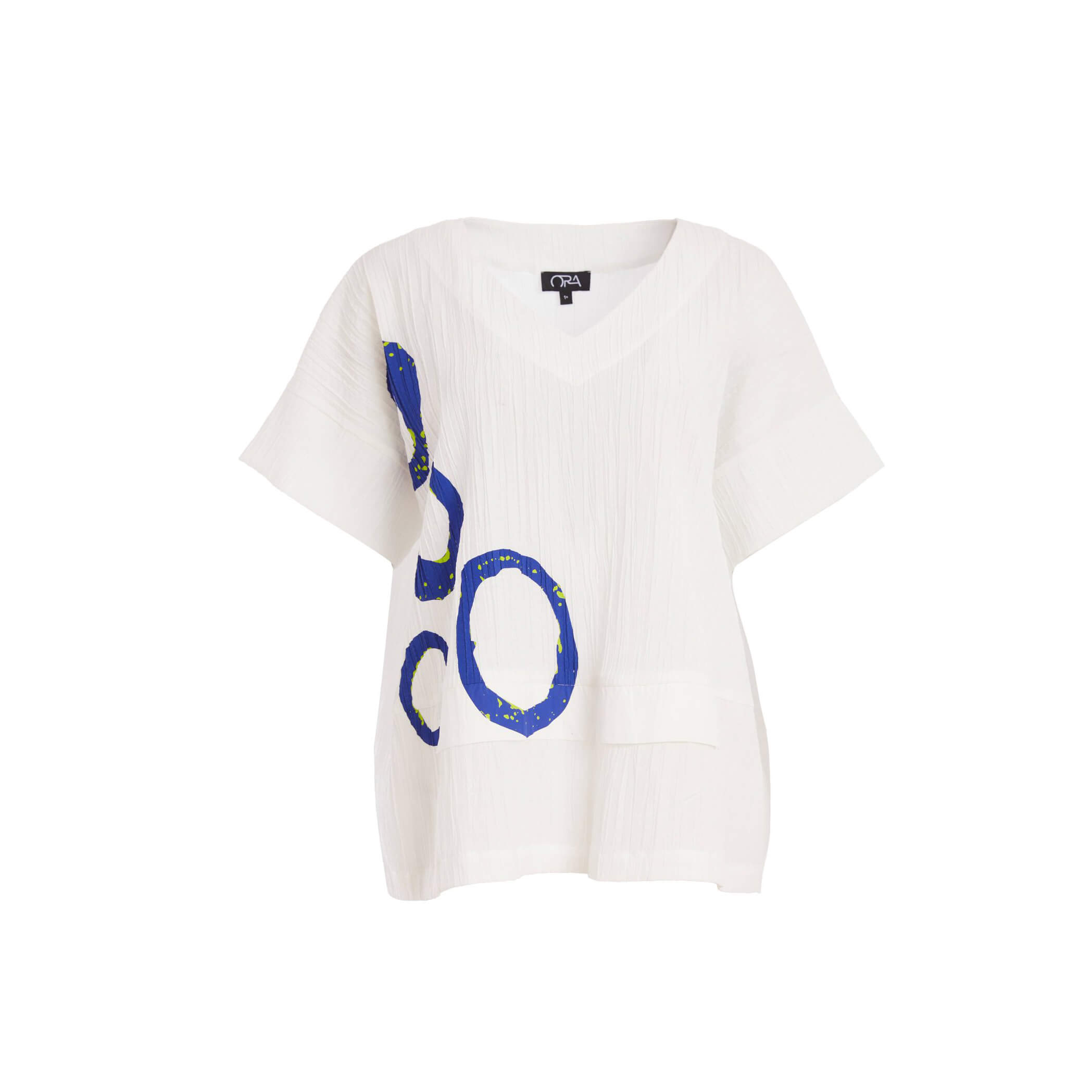 ORA v-neck placement print crinkle top - Image 10