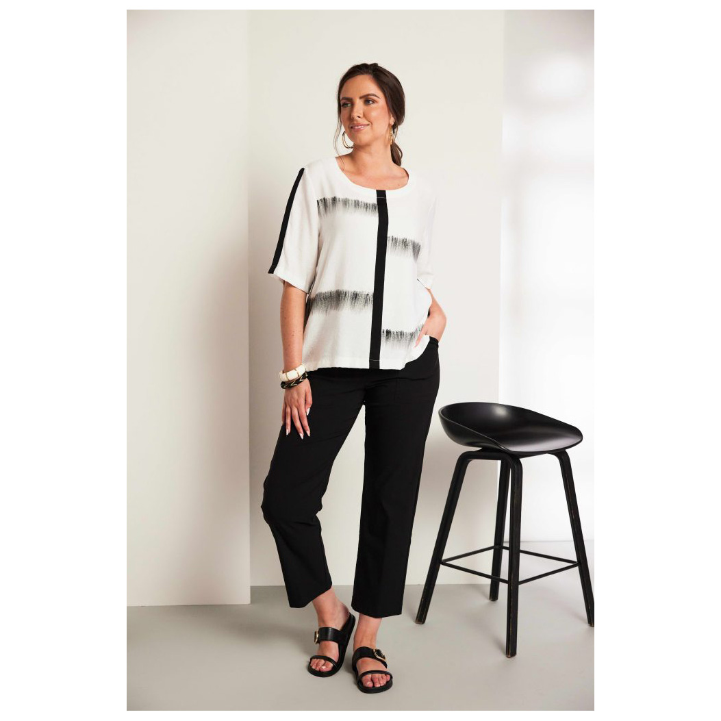 ORA blurred stripe round neck top - Image 4