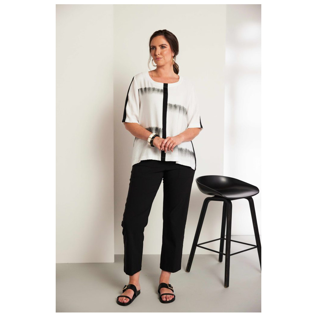 ORA blurred stripe round neck top - Image 3