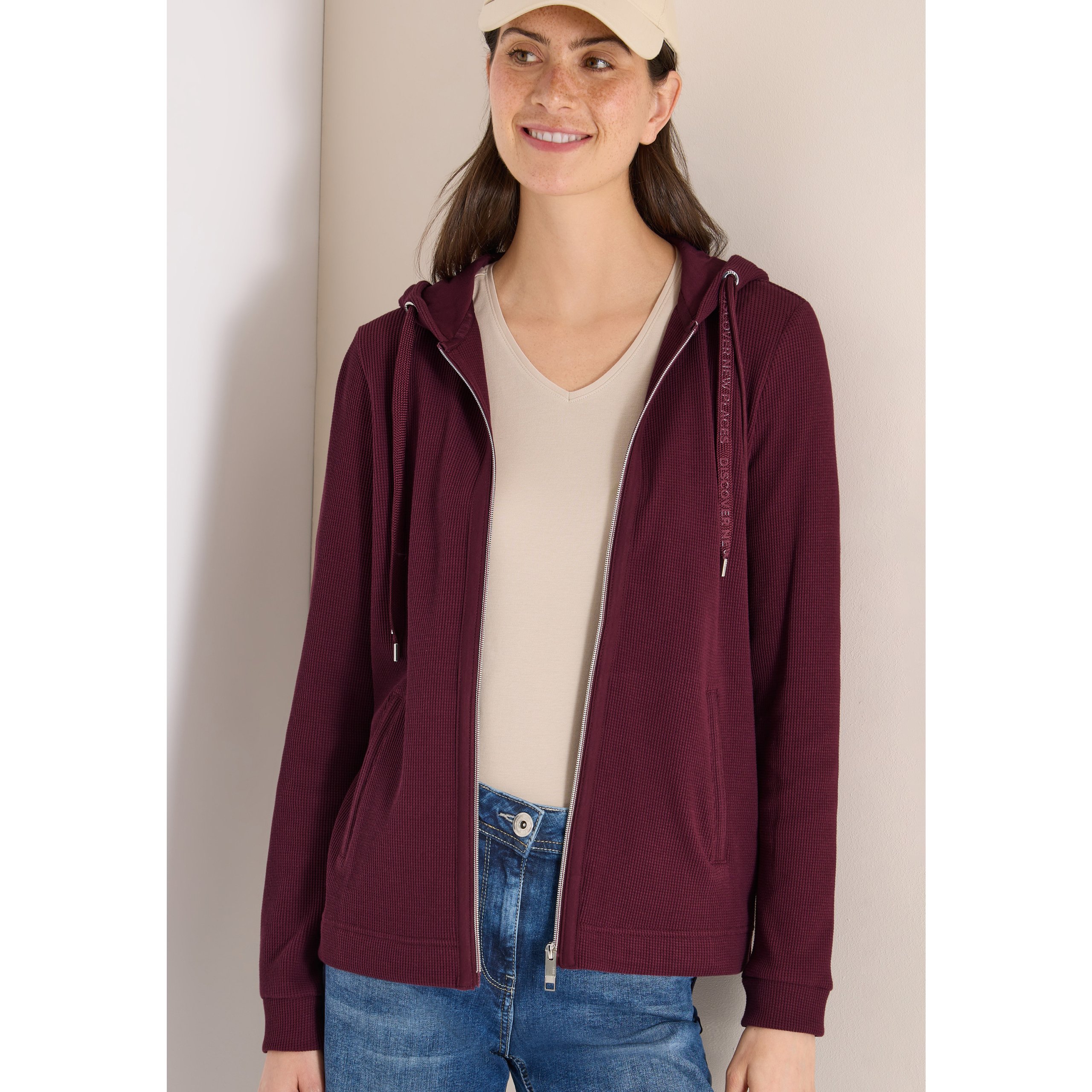 Cecil Sweet Red Grape Lightweight Sweat Jacket