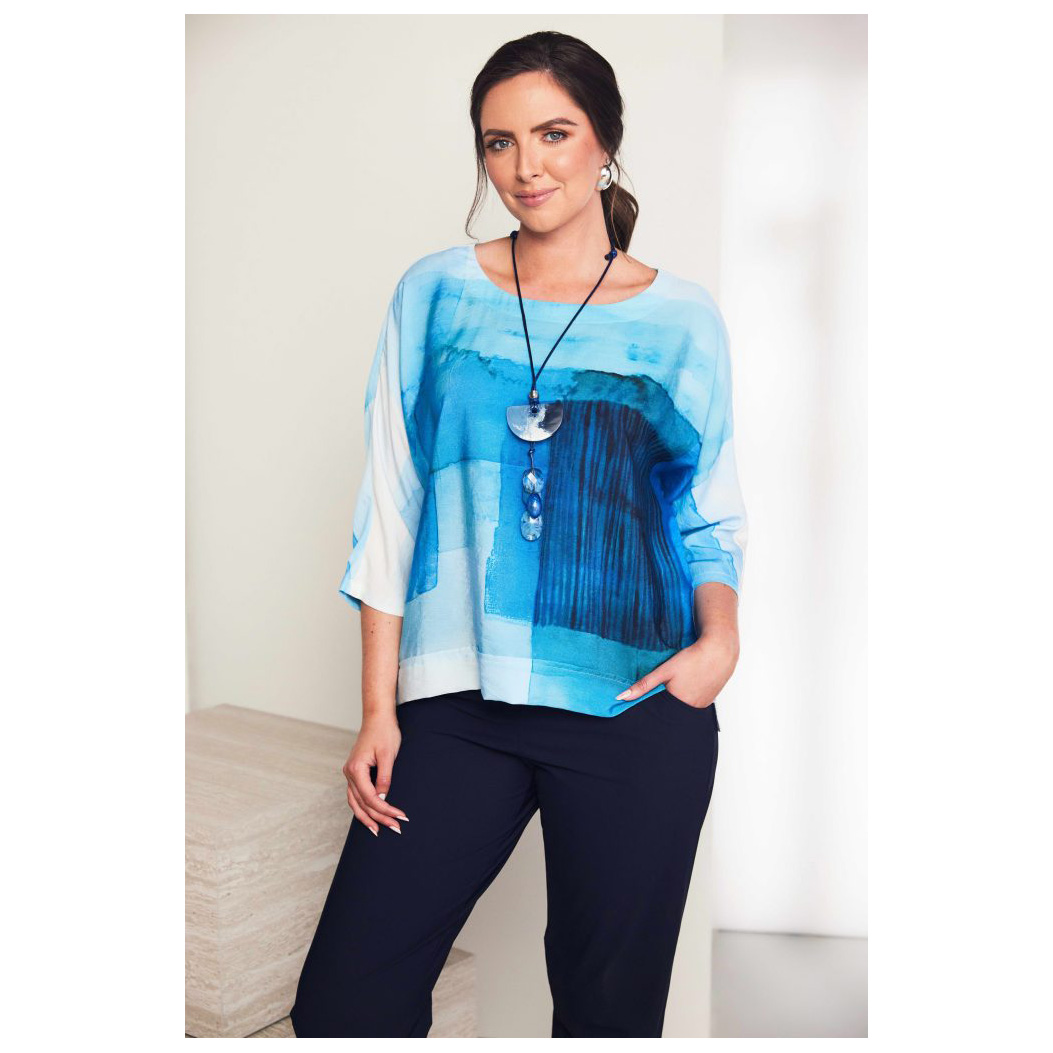 ORA Mikinos Print Round Neck Top