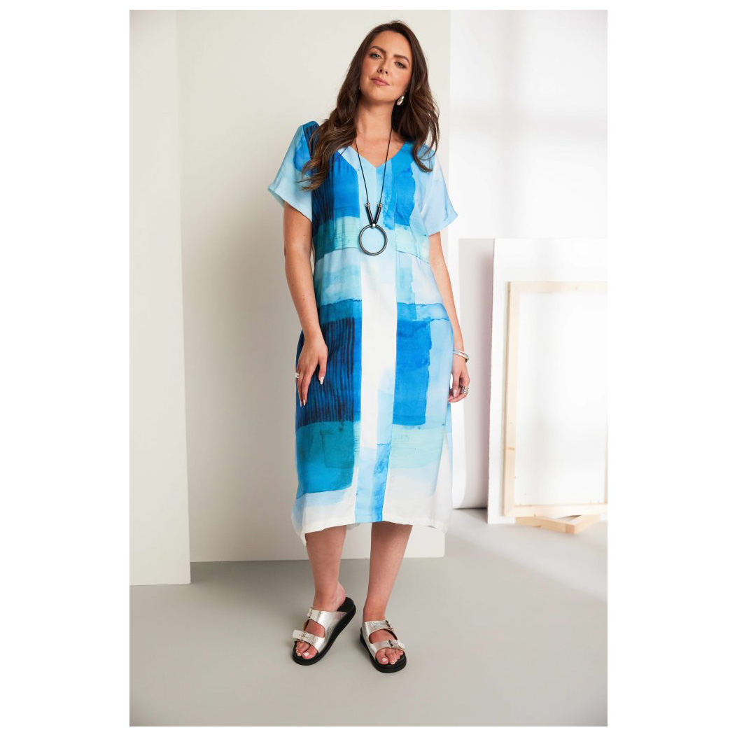 ORA Mikinos Print V-neck Dress