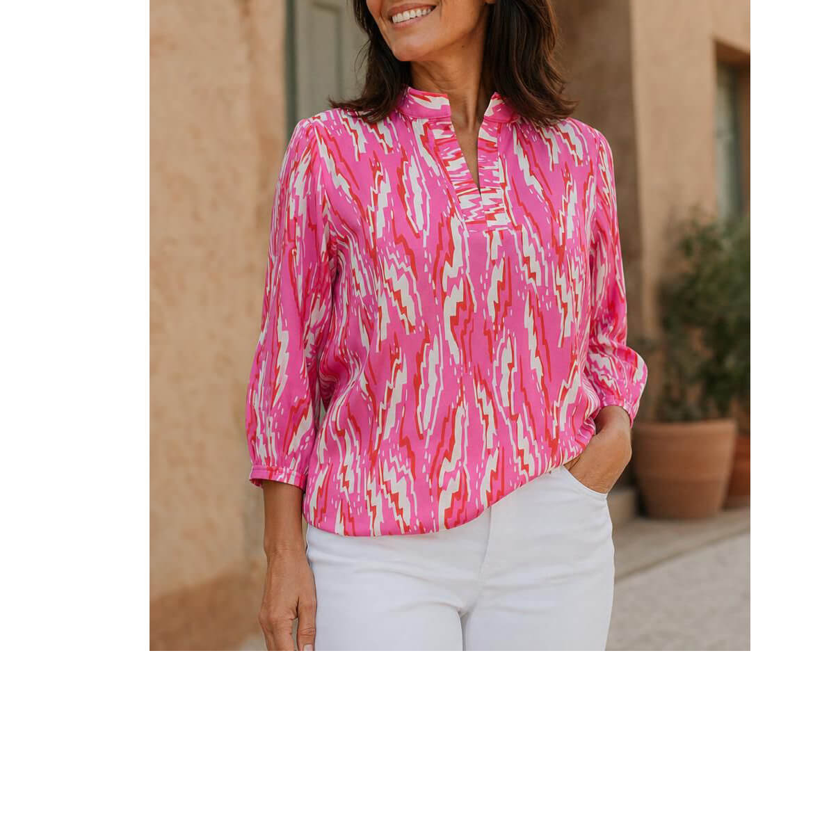 Yew Pink & Cream Mix Top
