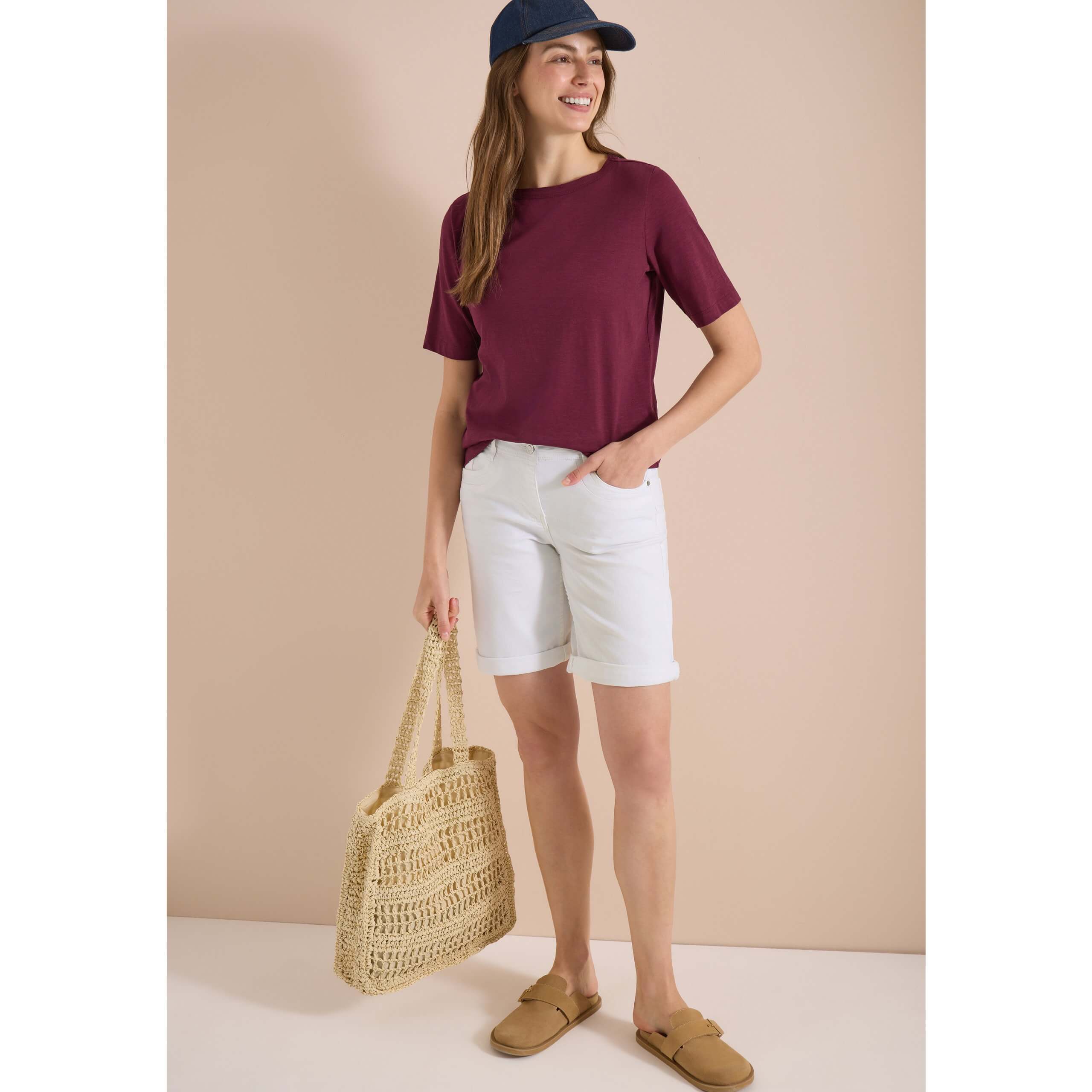 Cecil Cotton Blend White Shorts