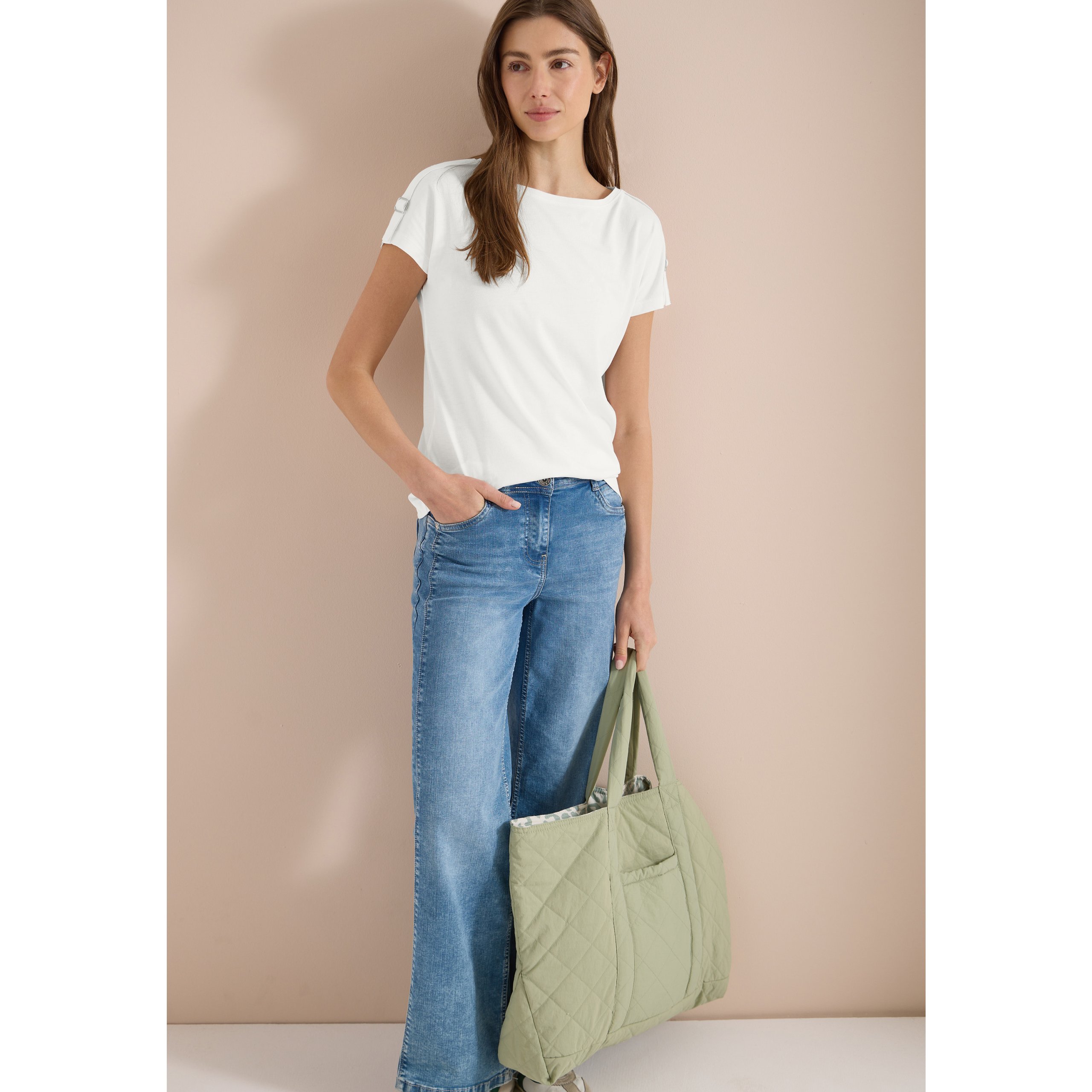 Cecil white t-shirt with buckle detail - Image 3