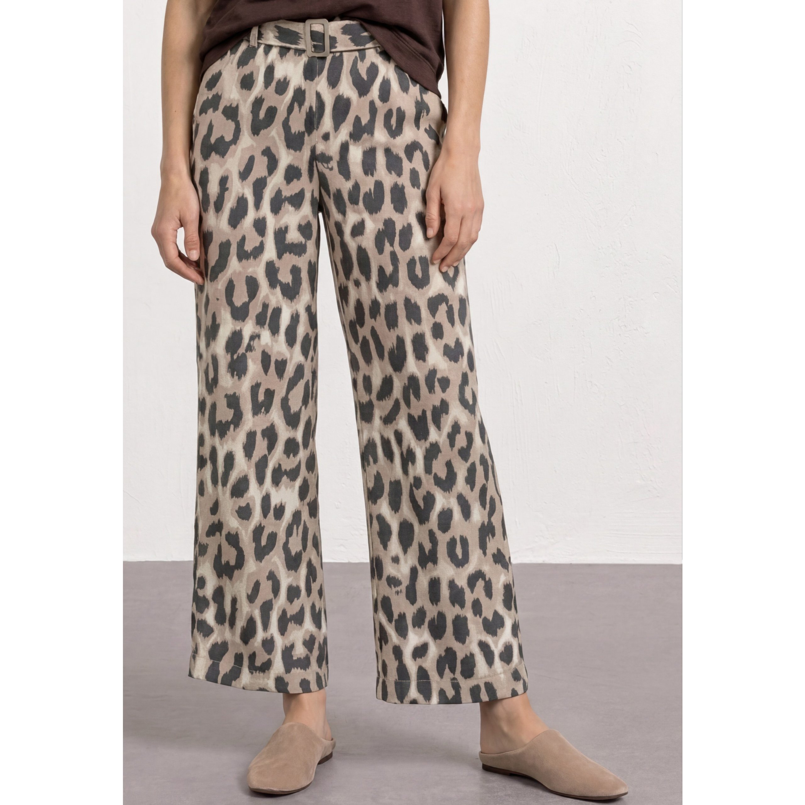 Street One Wide Leg Leo Print Trousers