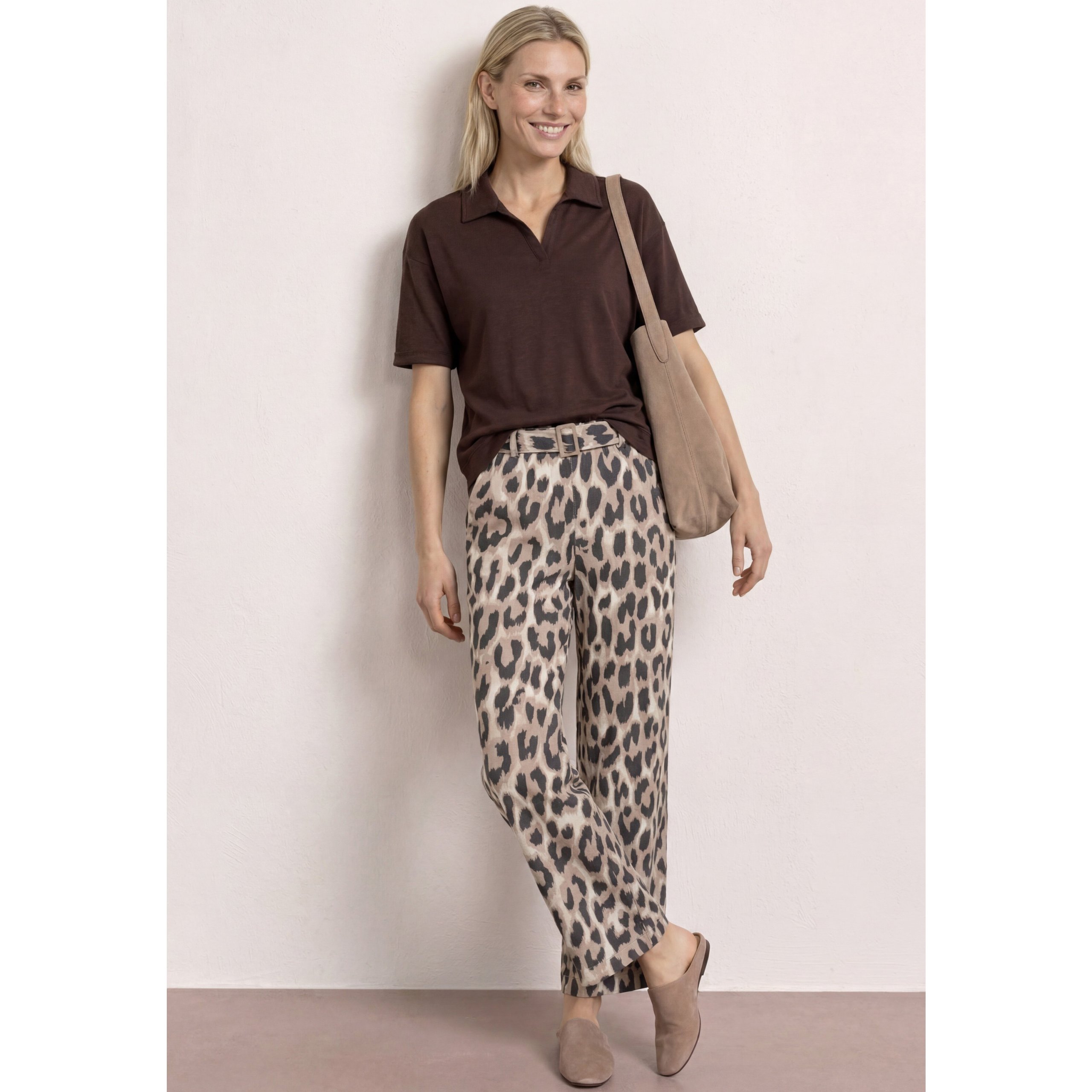 Street One wide leg leo print trousers - Image 3