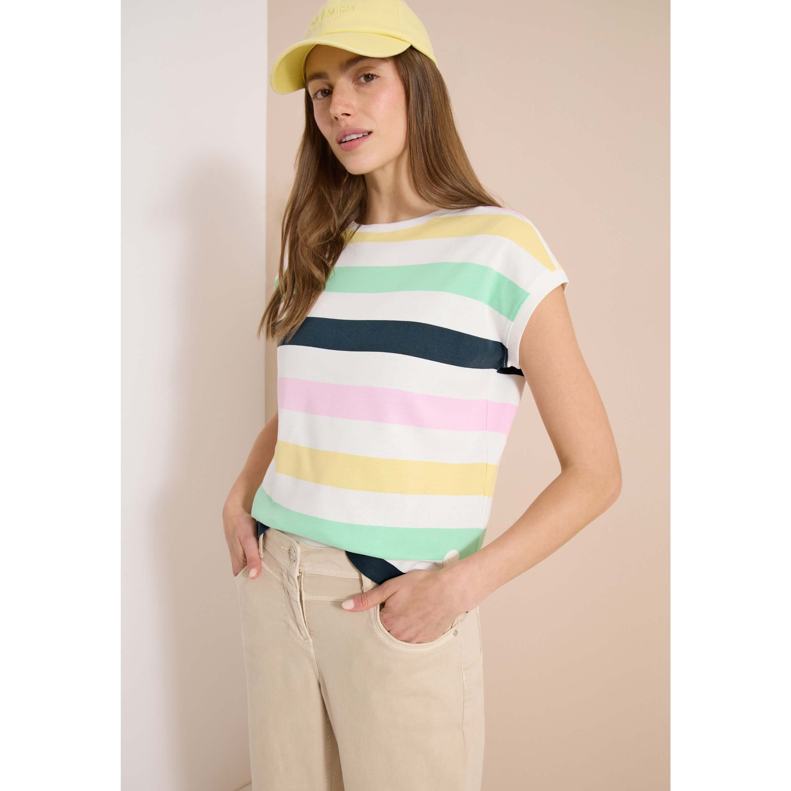Cecil Vanilla White Stripe T-shirt