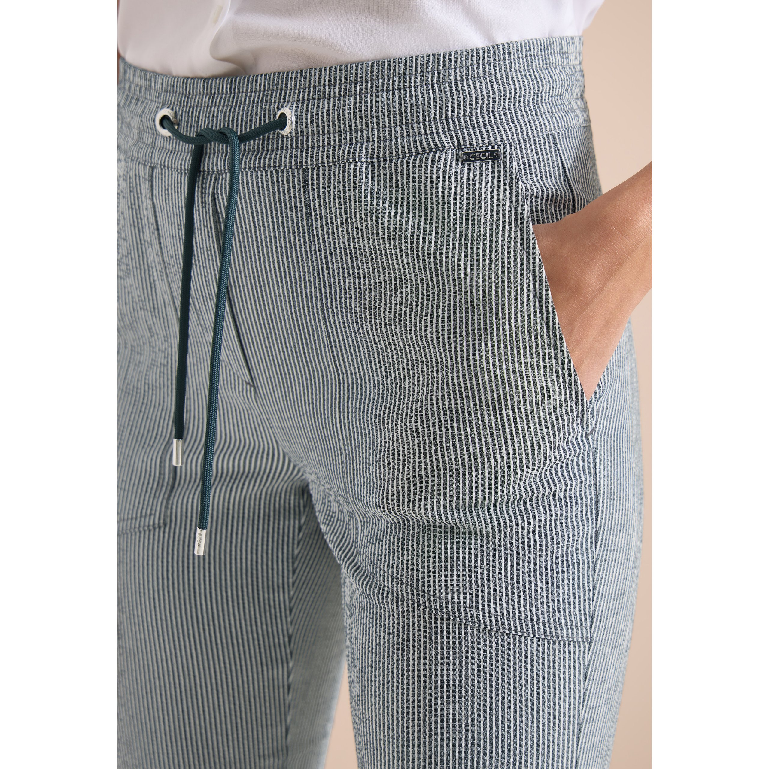 Cecil palm breeze green seersucker stripe trouser - Image 7