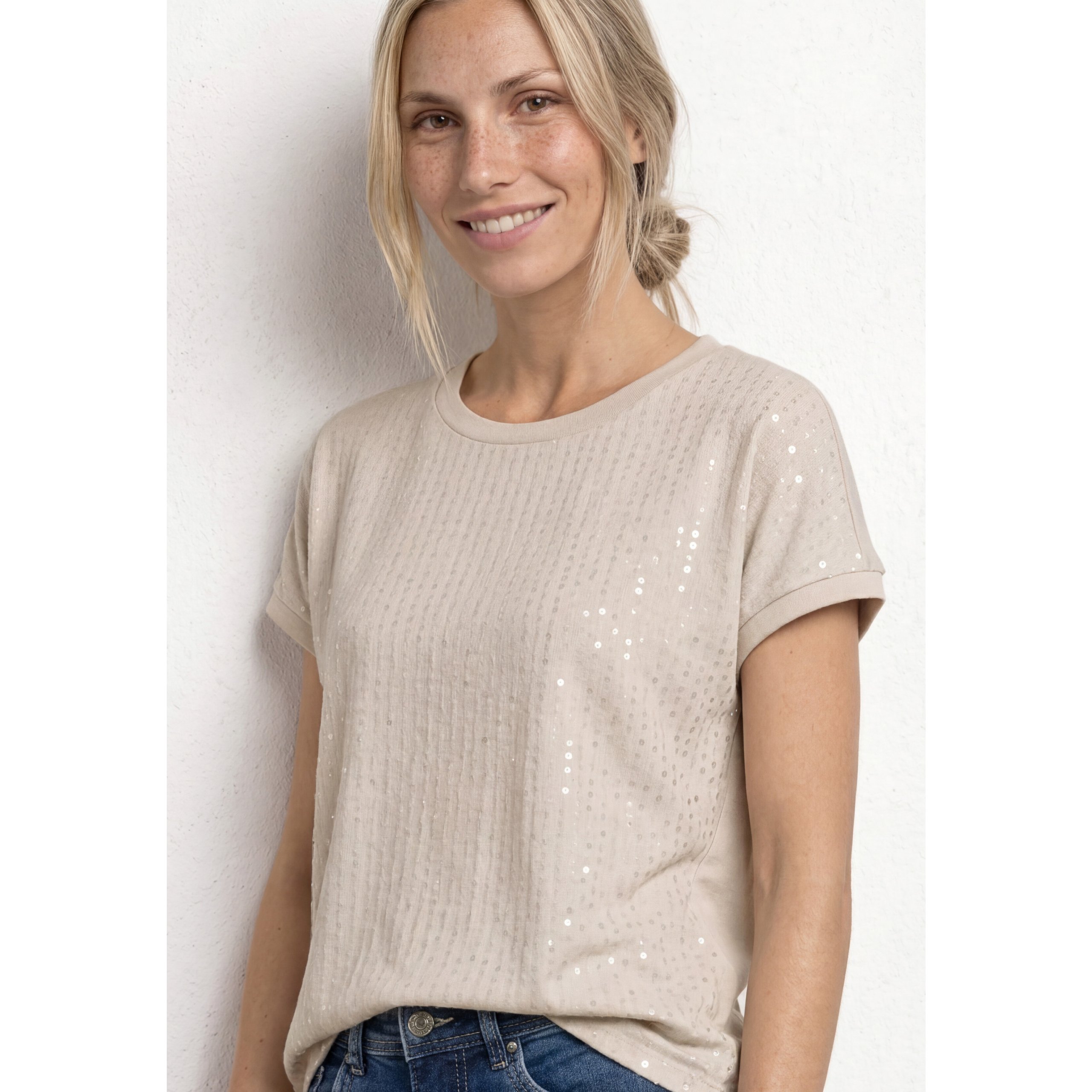 Street One Sand Sequin Top