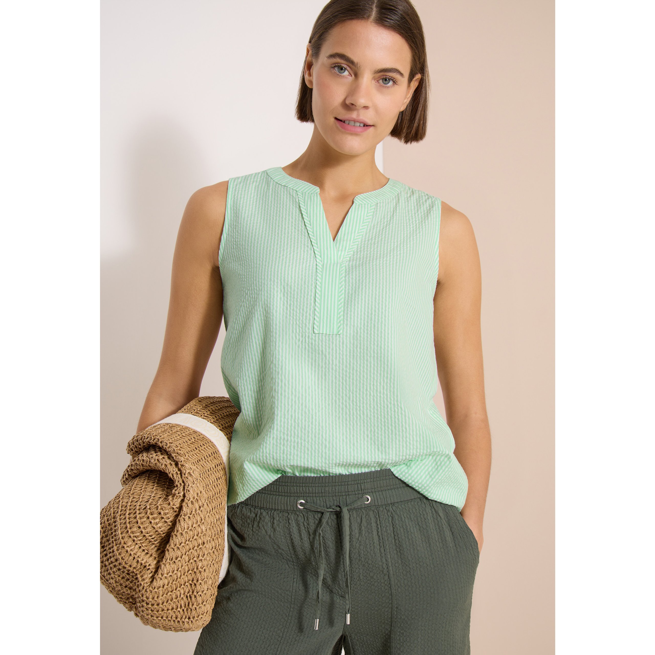Cecil Seersucker Lime Top