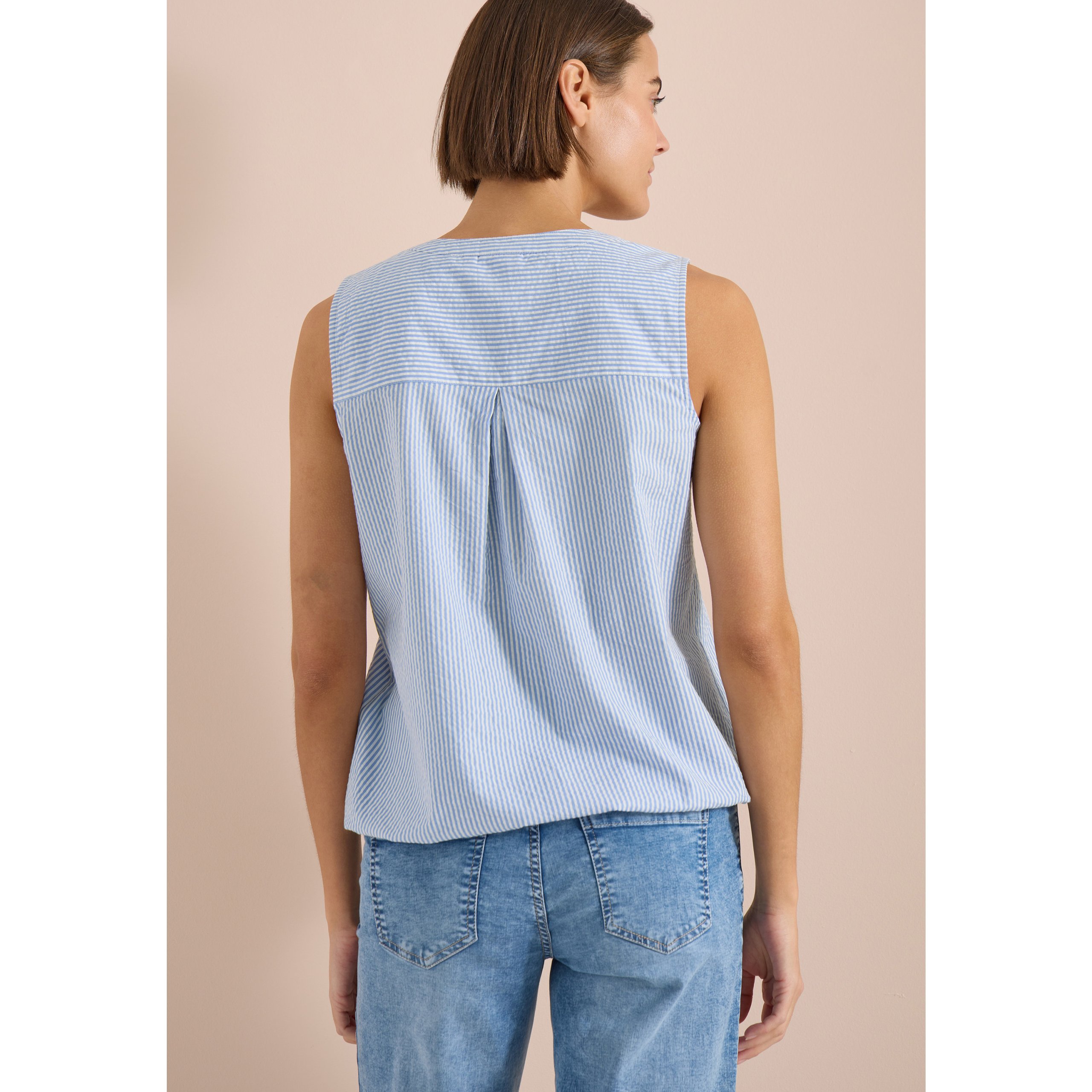 Cecil seersucker blue sleeveless top - Image 2