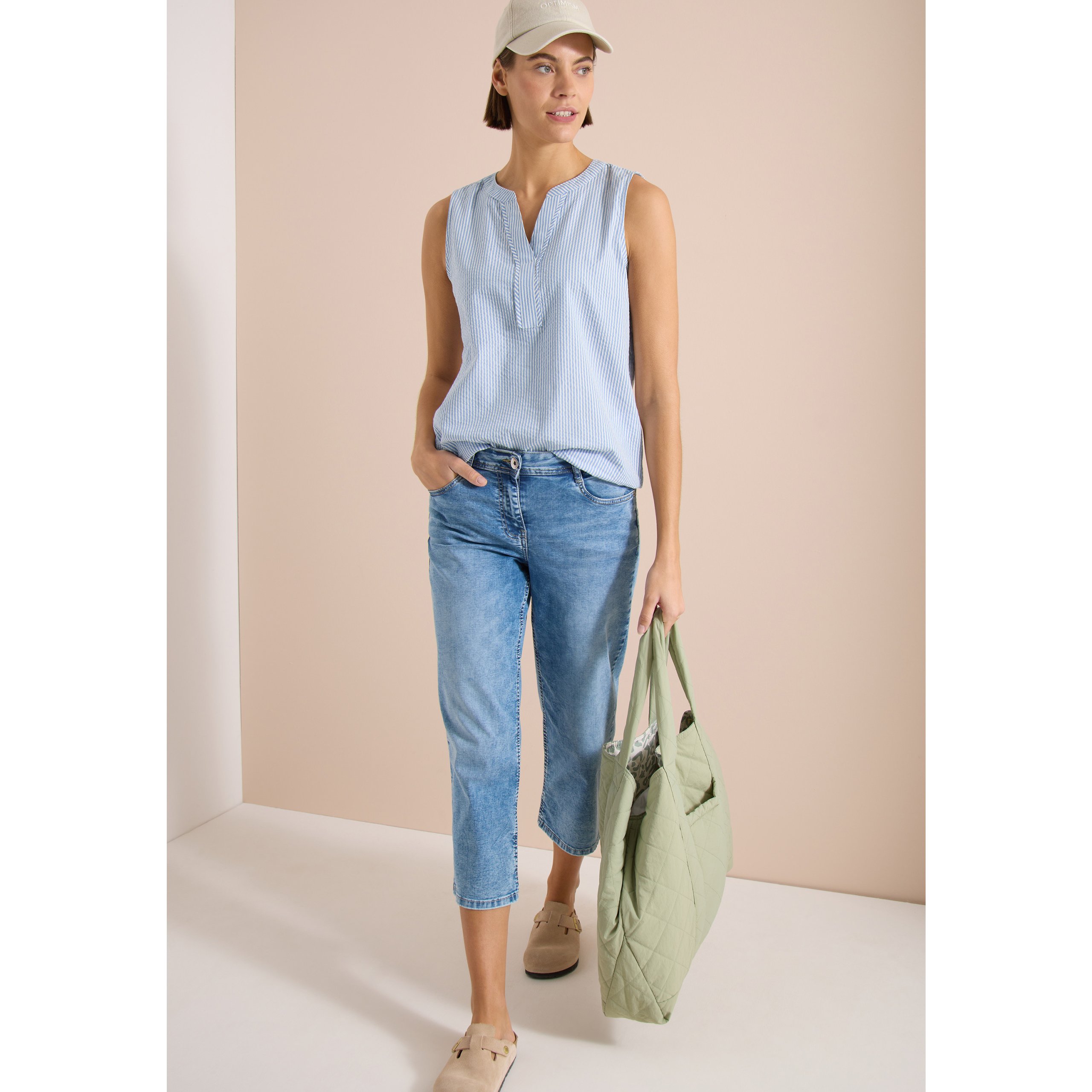 Cecil seersucker blue sleeveless top - Image 3