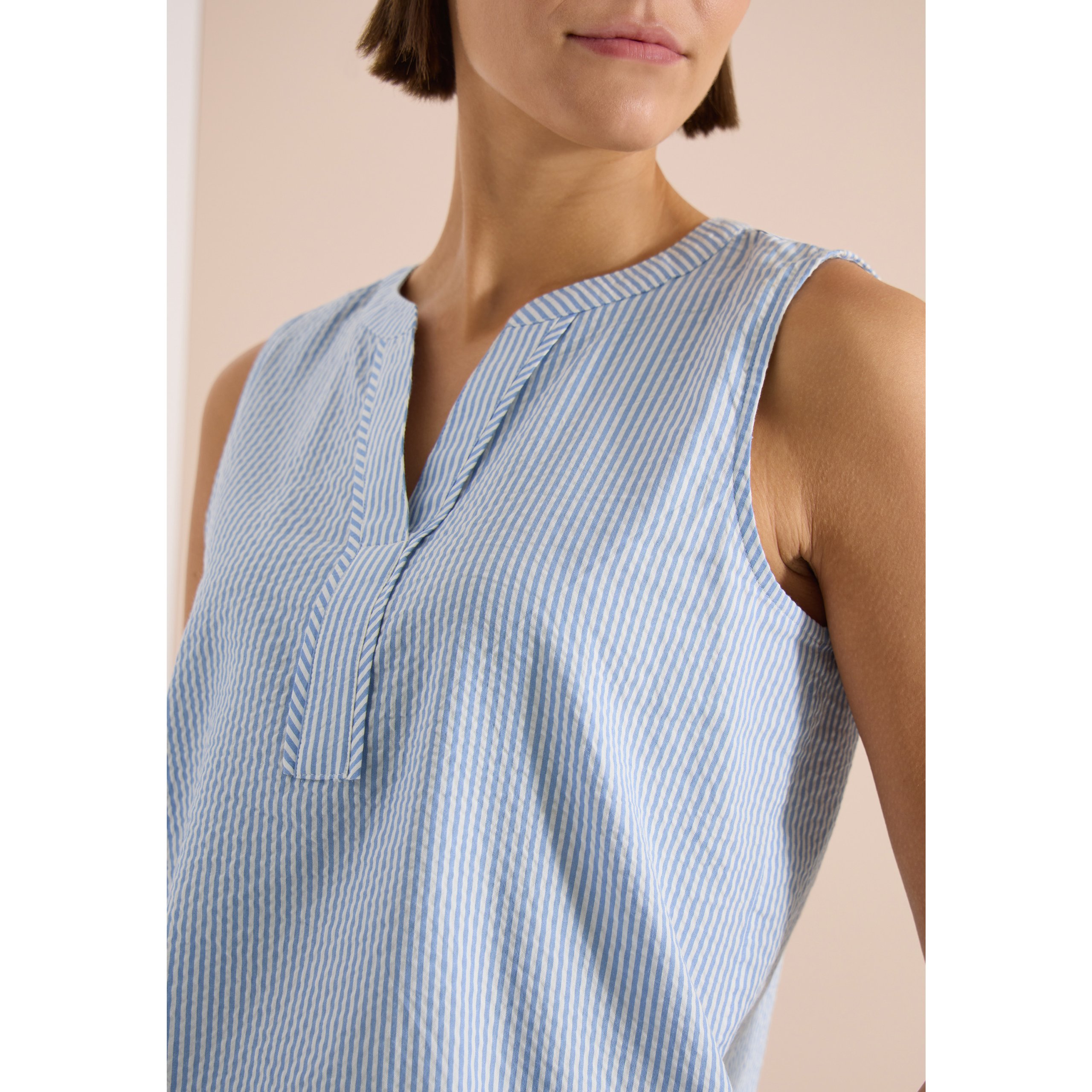 Cecil seersucker blue sleeveless top - Image 7