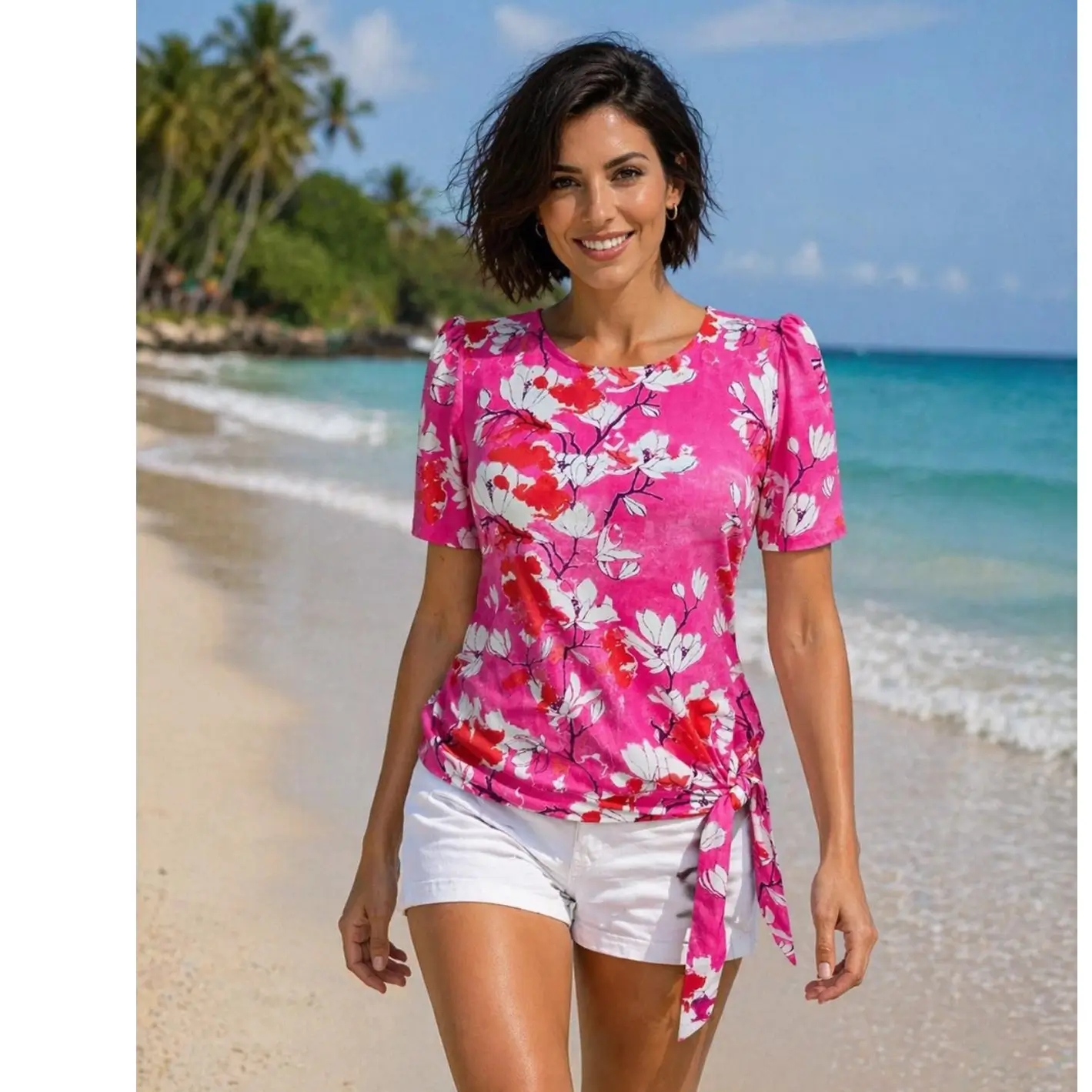 Yew Pink Floral Mix Top