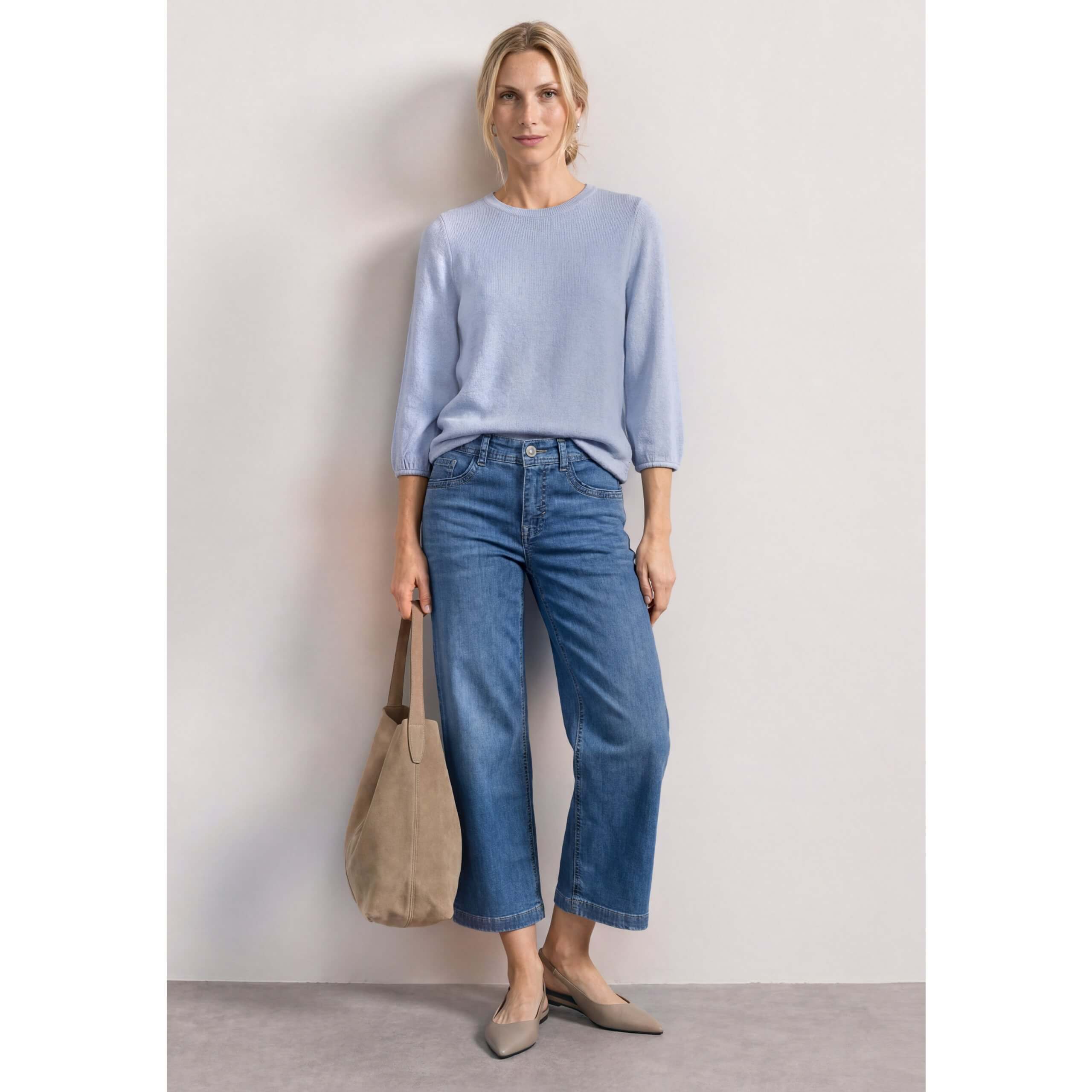 Street One Blue Knitted Look Top