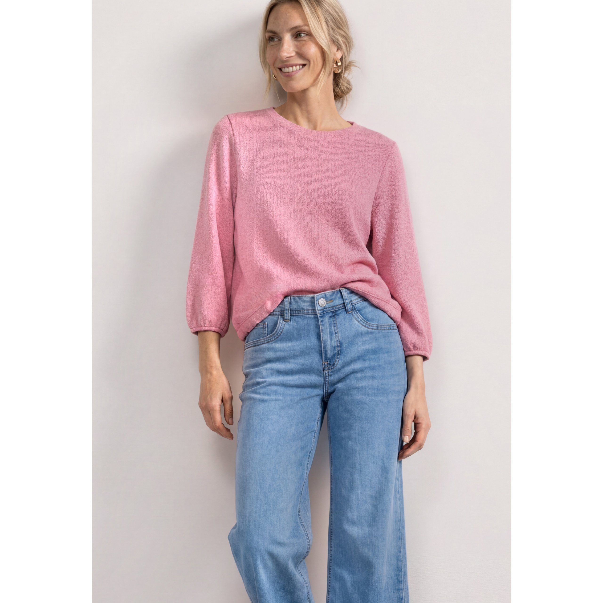 Street One Pink Knitted Look Top