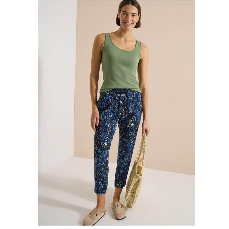 Cecil Chelsea Navy Mix Print Trousers - Image 3
