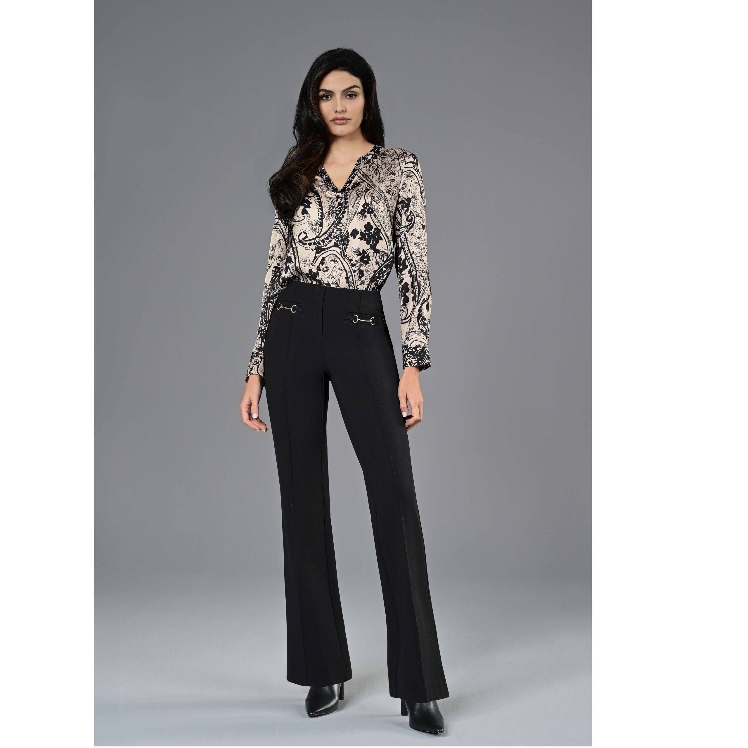 Robell Joella Black Trouser With Gold Detail