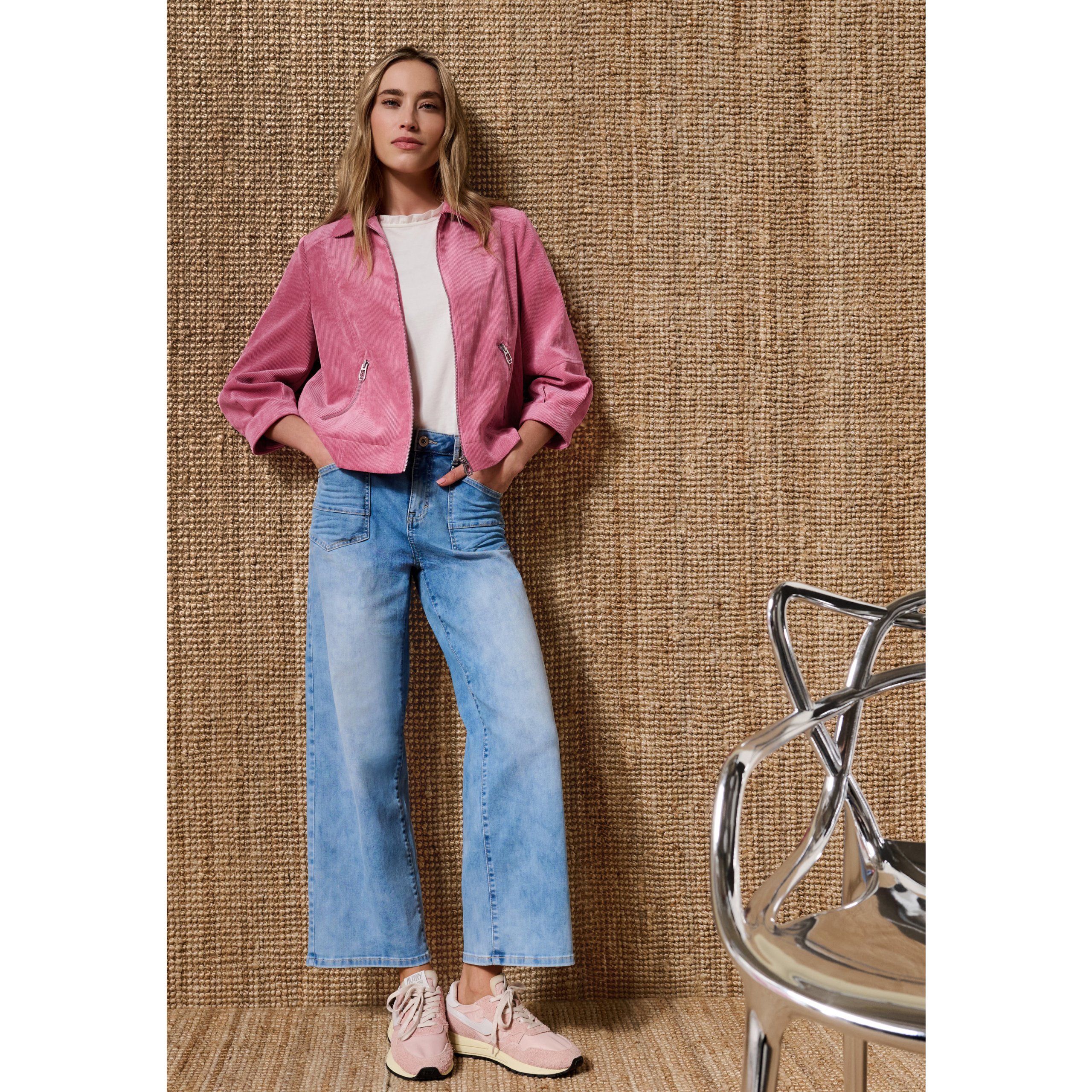 Street One 3/4 Sleeve Corduroy Jacket With Shirt Collar