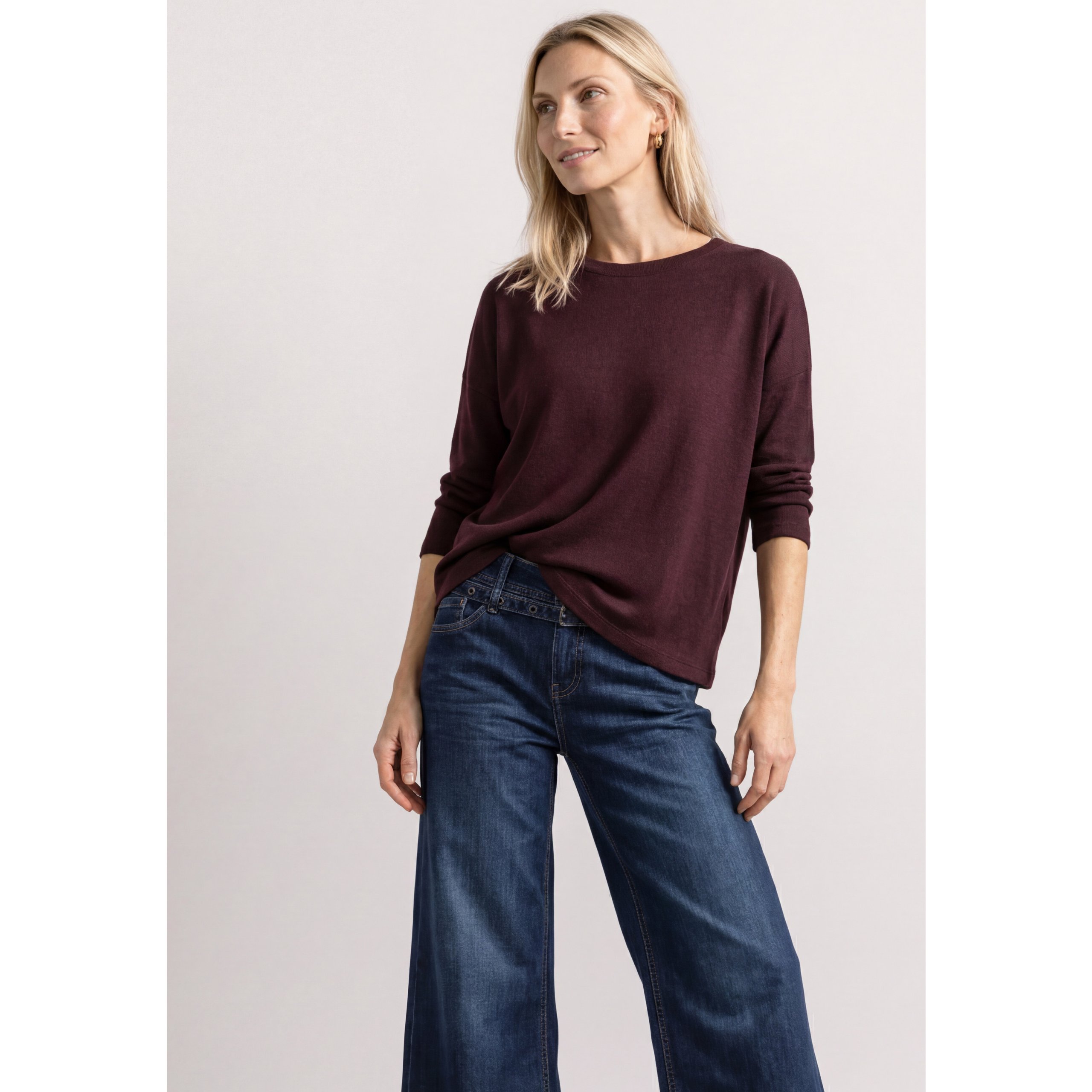 Street One 3/4-sleeve Shirt In Knitted Look
