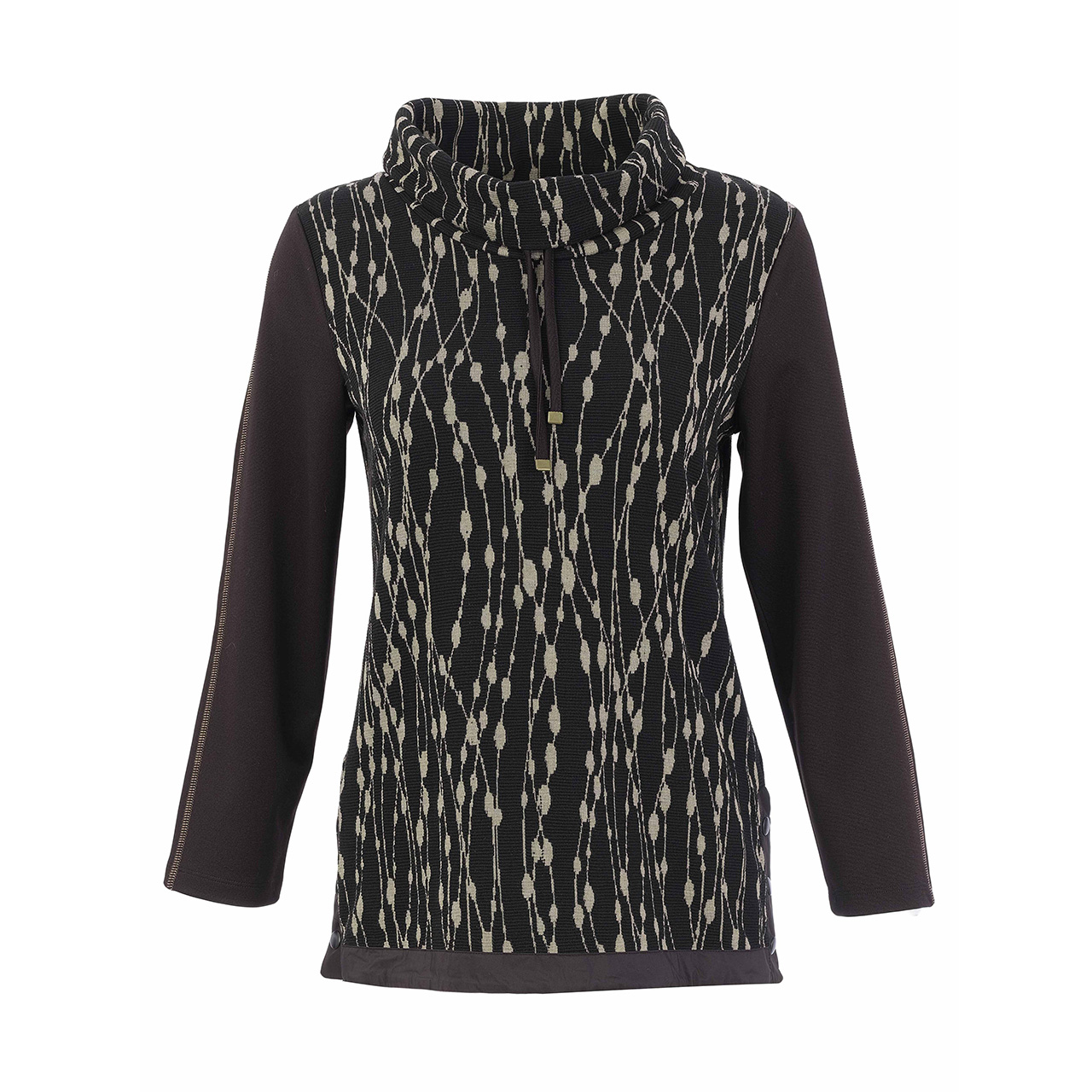 Dolcezza Black & Tan Cowl Neck Top