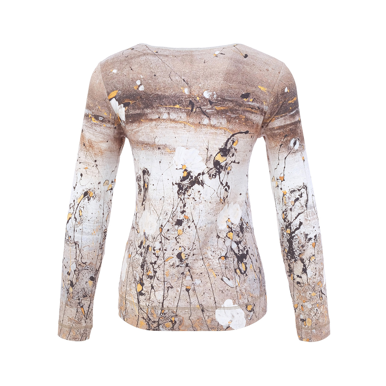 Dolcezza Beige & Gold Print VNeck Top - Image 2