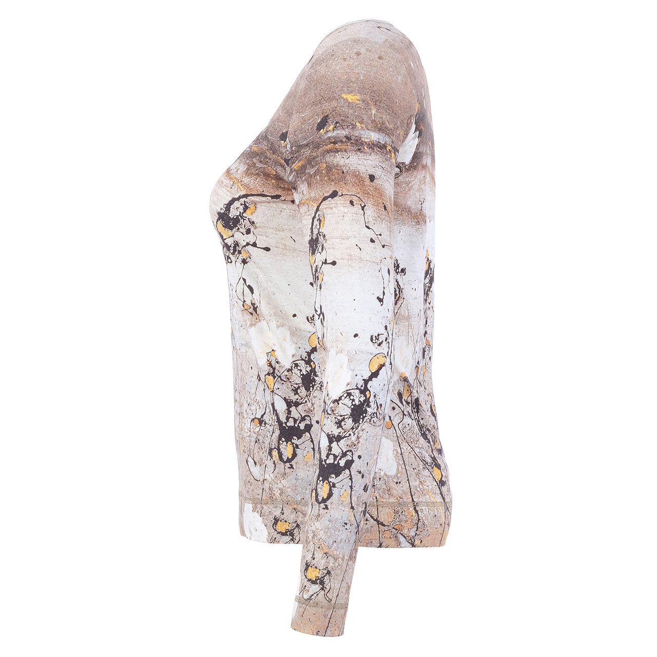 Dolcezza Beige & Gold Print VNeck Top - Image 3