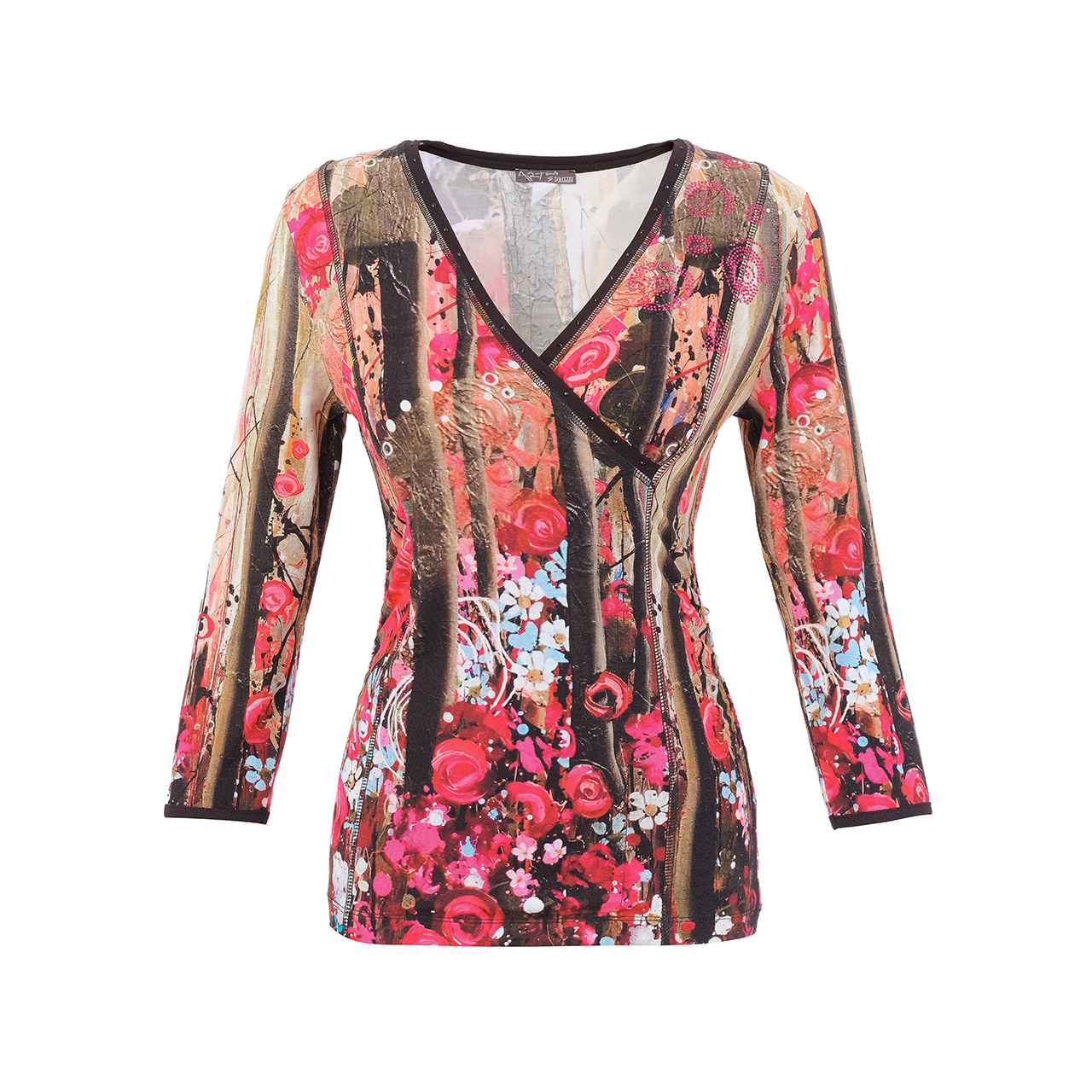 Dolcezza Olive & Pink Mix V-Neck